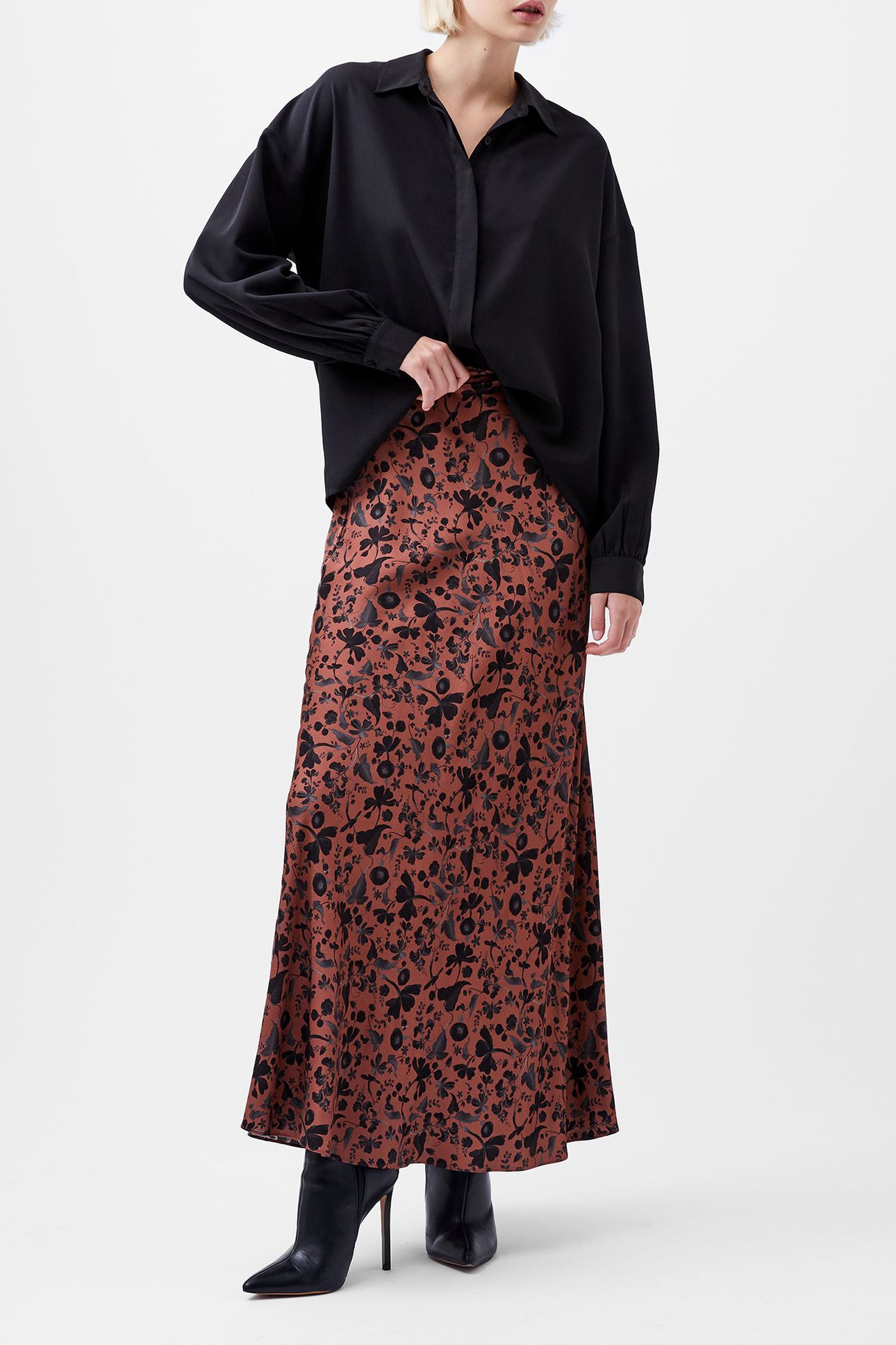 CAPRIANA CREPE TIE BACK SHIRT BLACKOUT 1