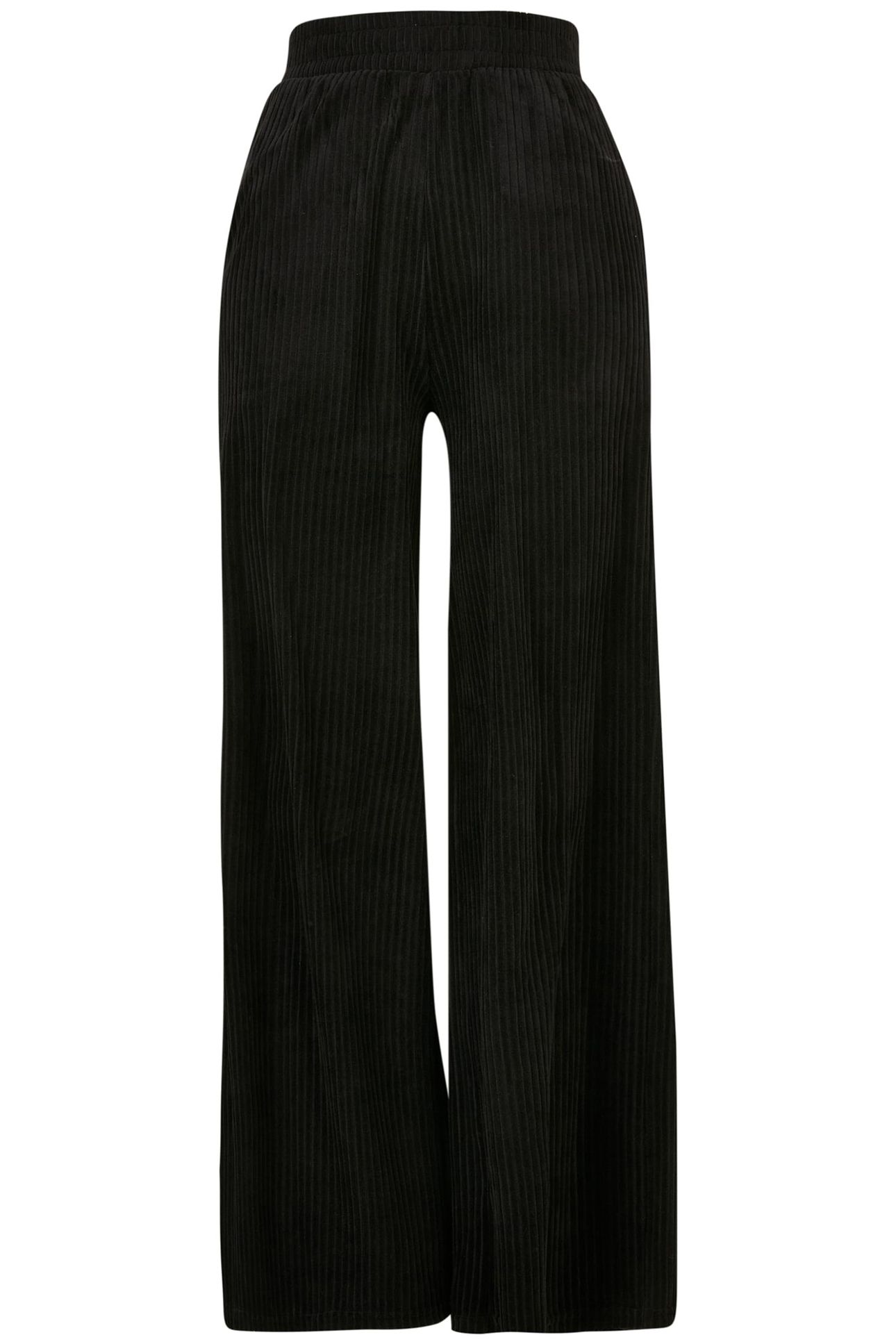 LADIES VELVET RIB STRAIGHT SWEAT PANTS BLACK 1