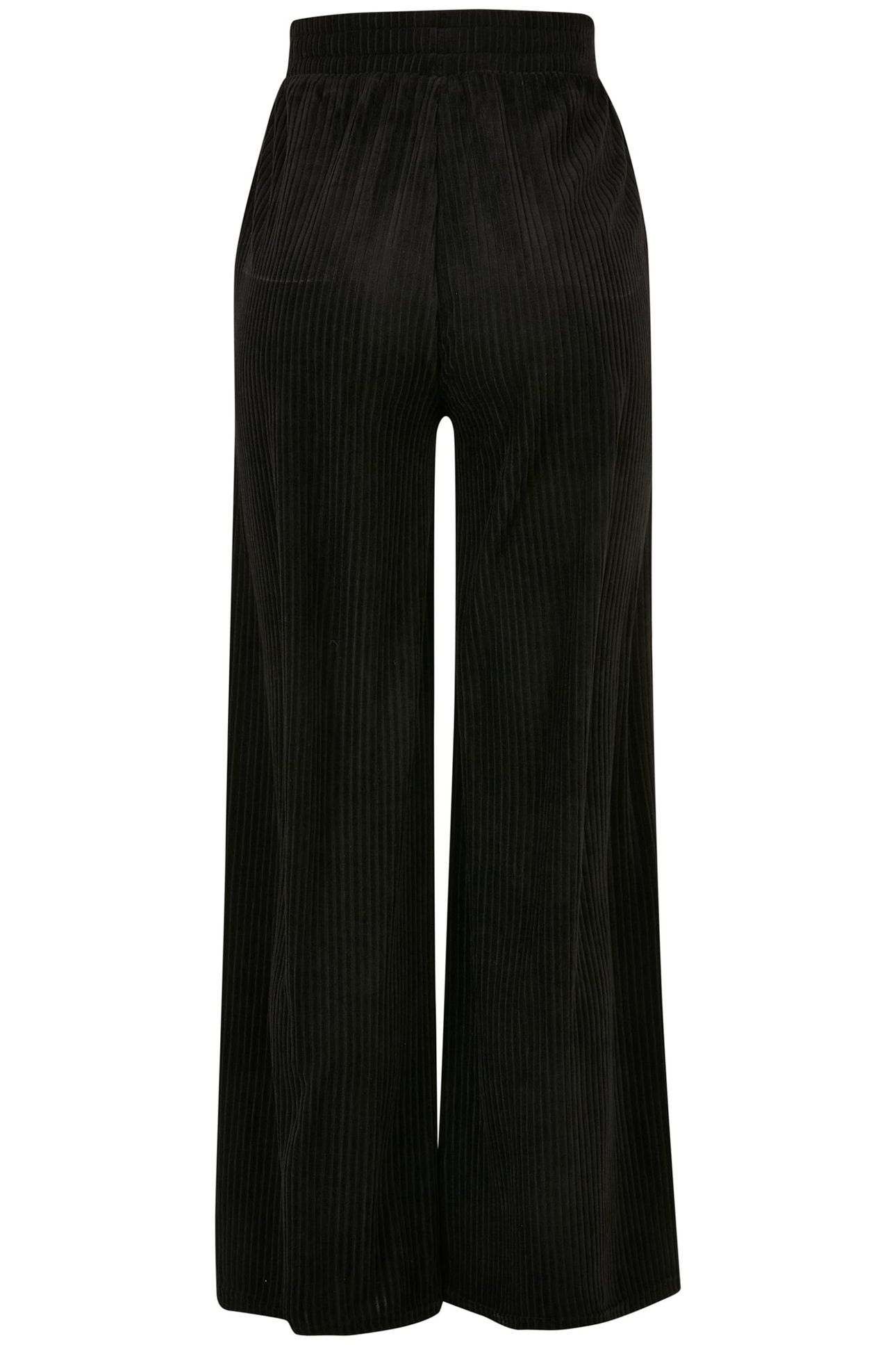 LADIES VELVET RIB STRAIGHT SWEAT PANTS BLACK 2