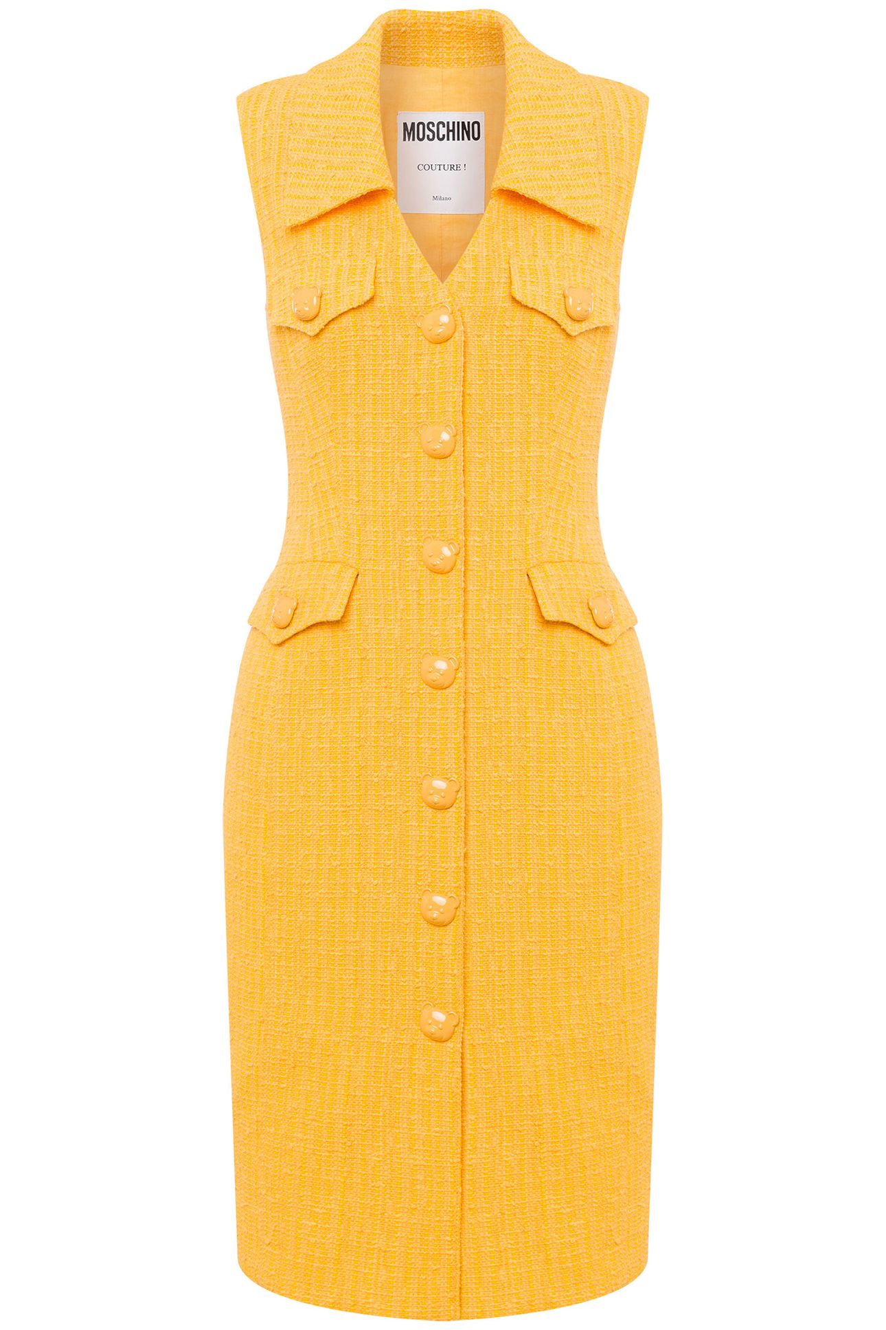 TEDDY BUTTONS TWEED DRESS YELLOW 3