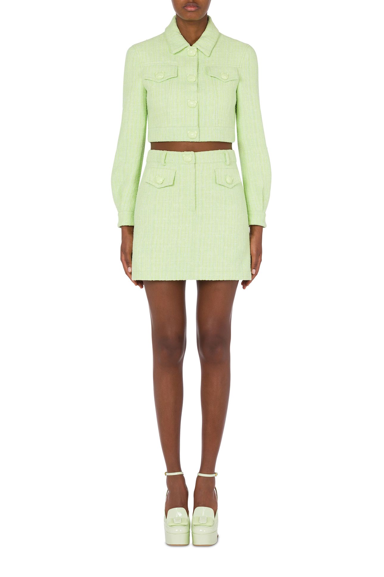 TEDDY BUTTONS TWEED CROPPED JACKET WHITE 1