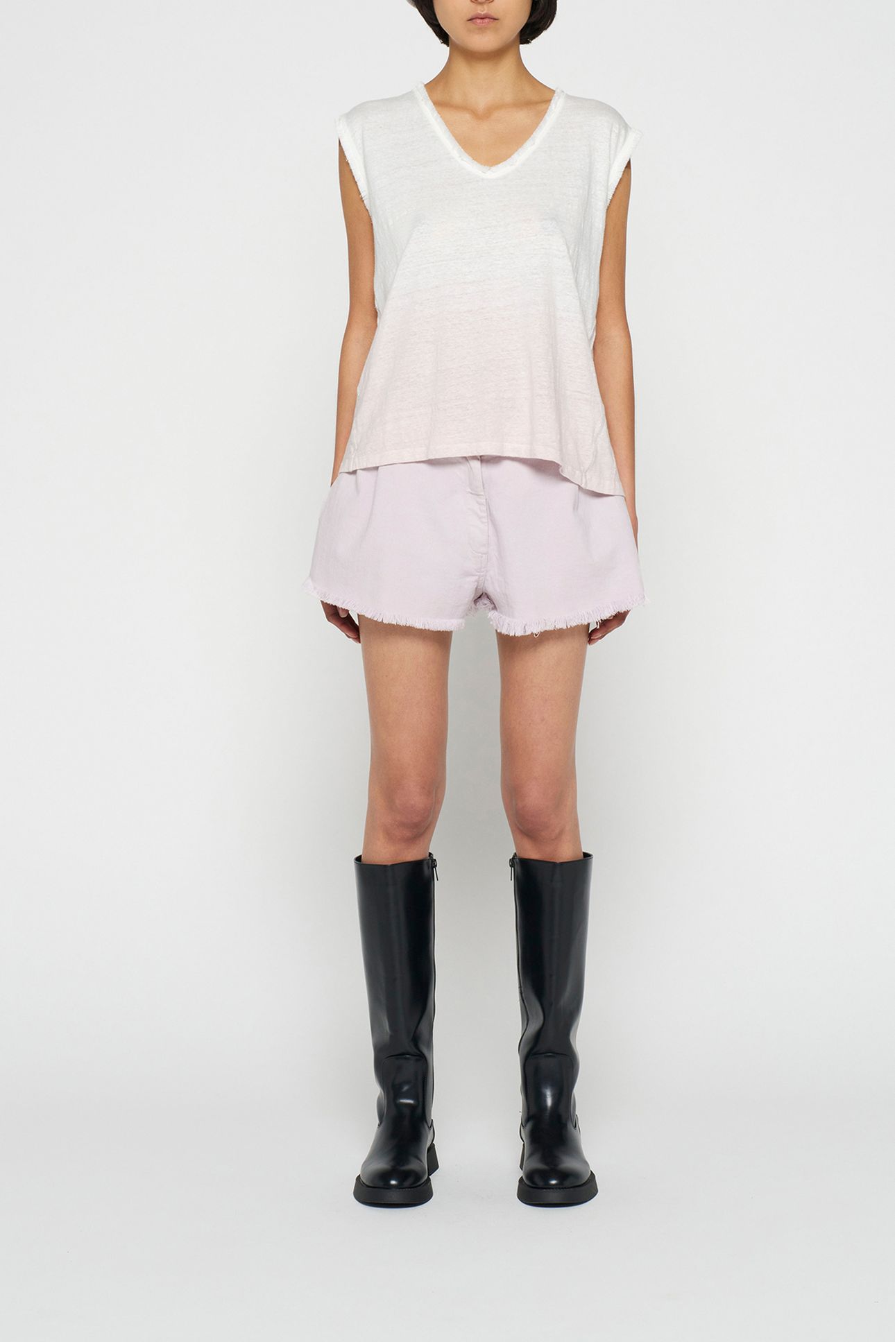LINEN SINGLET DIP DYE PALE LILAC 2