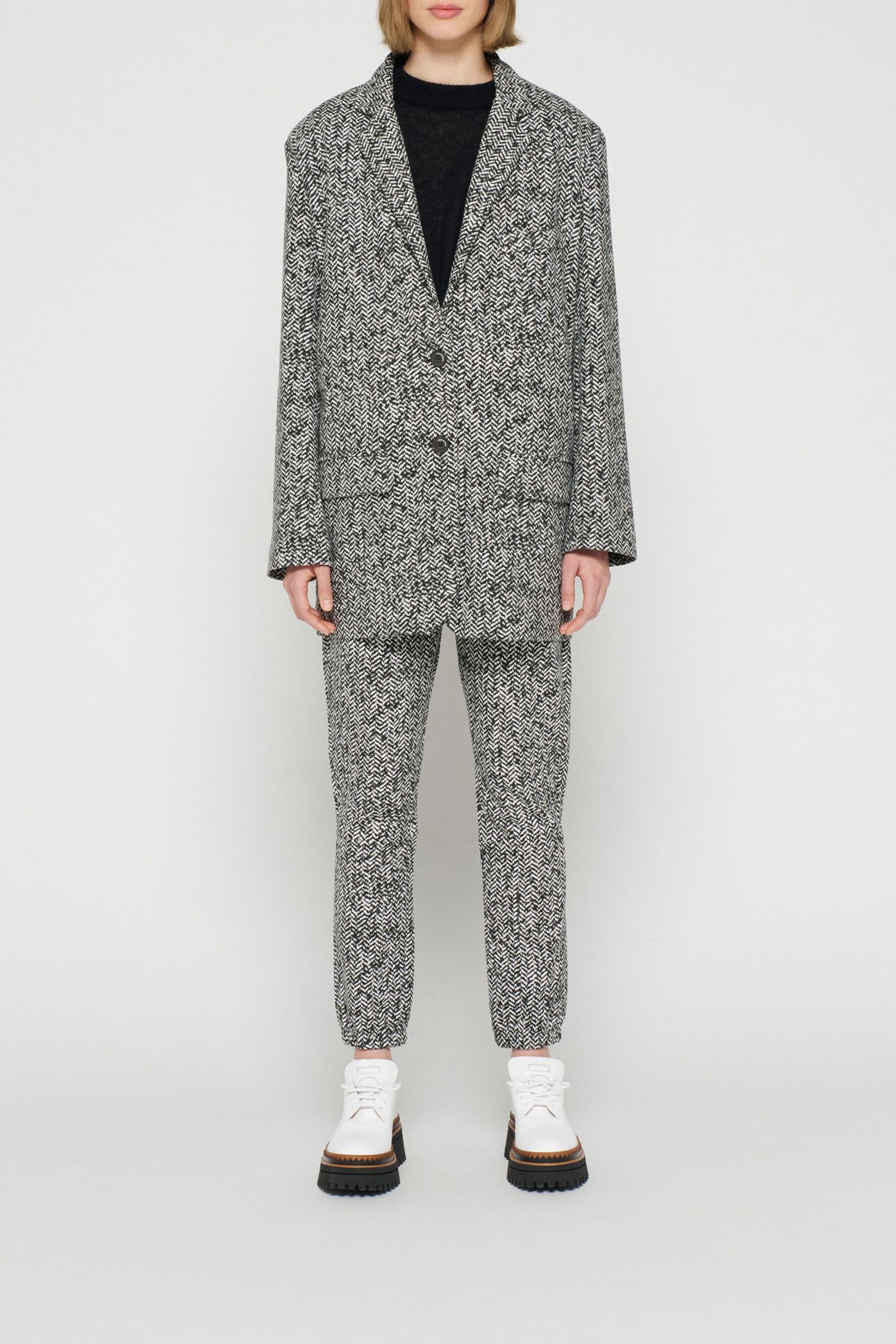 STATEMENT BLAZER HERRINGBONE BLACK 2