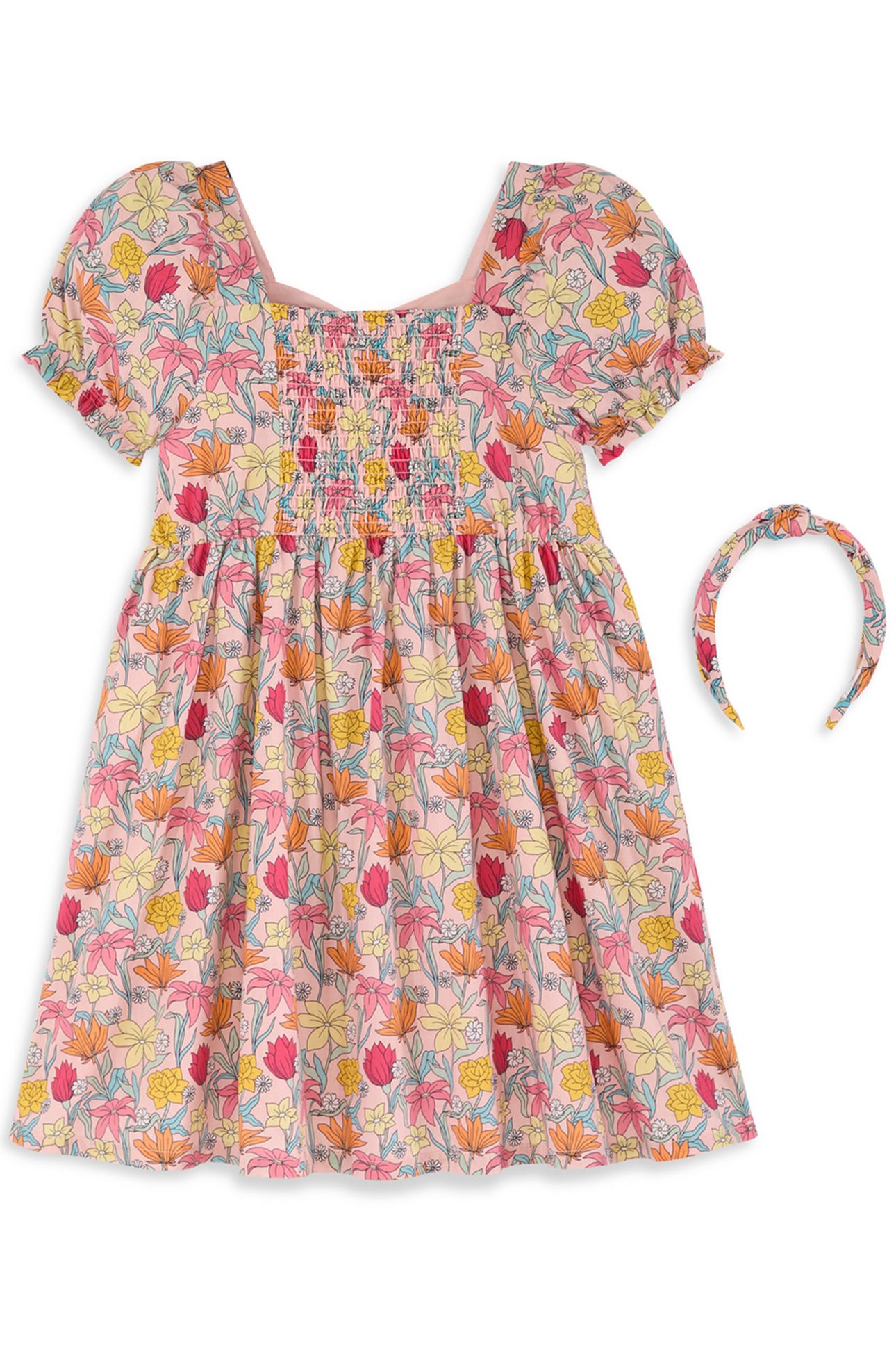 GIRLS S&S 2 PC DRESS & ACCESSORY SET LT PASTEL PINK 2