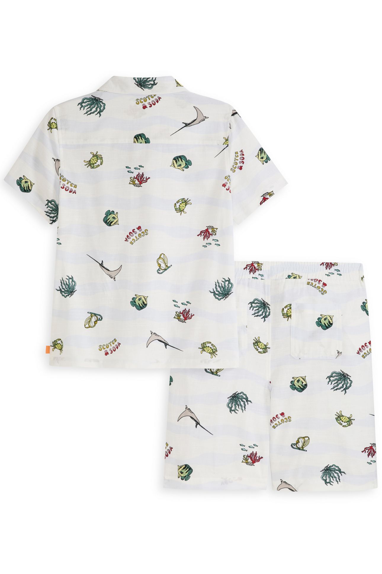 BOYS 2PC PRINTED WOVEN BUTTON UP SHIRT & SHORT SET WHITE TRA 2