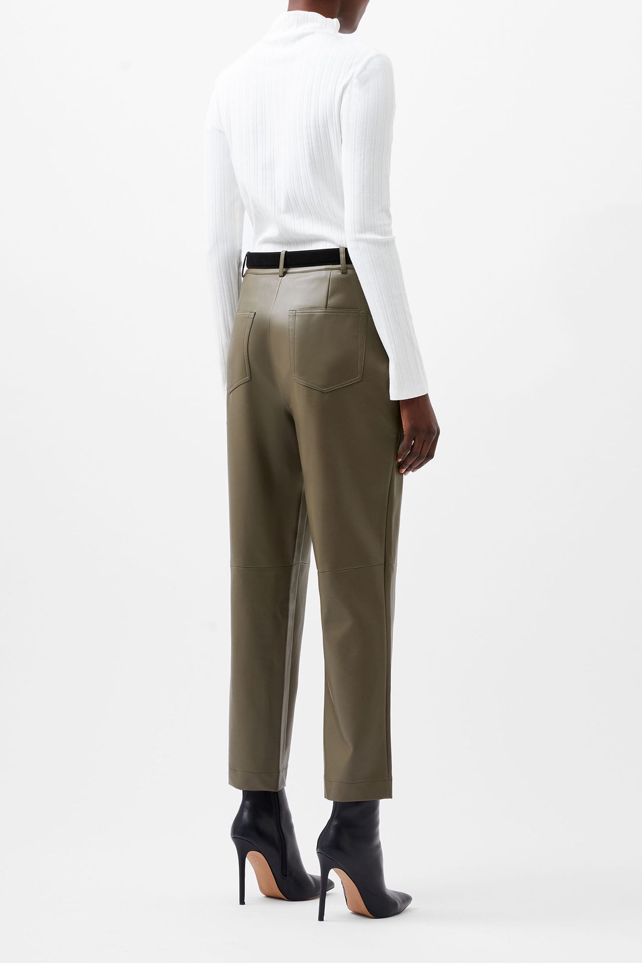 CROLENDA PU TROUSERS TARMAC KHAKI 3