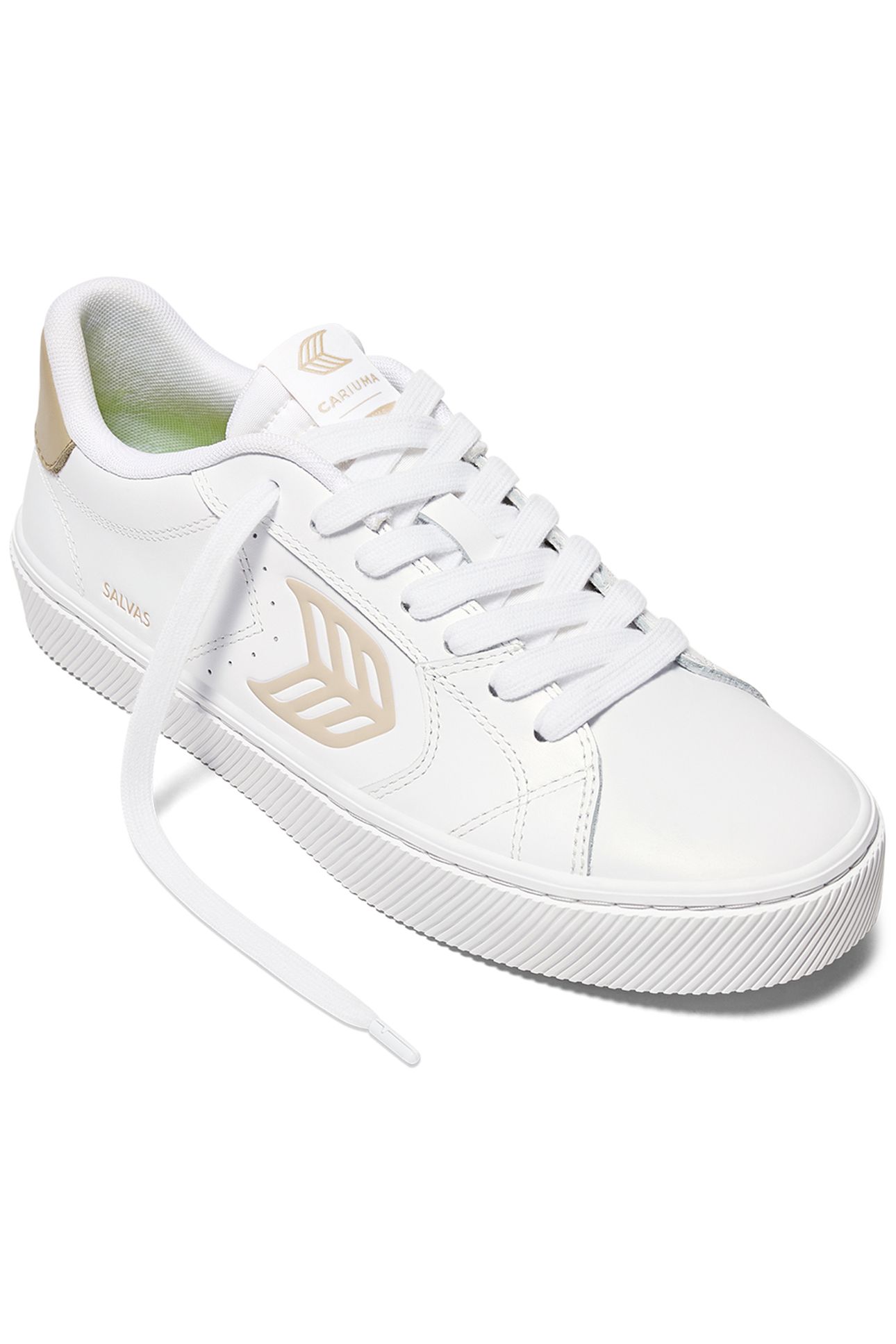 SALVAS WHITE LEATHER SHIFTING SAND LOGO SNEAKER 2
