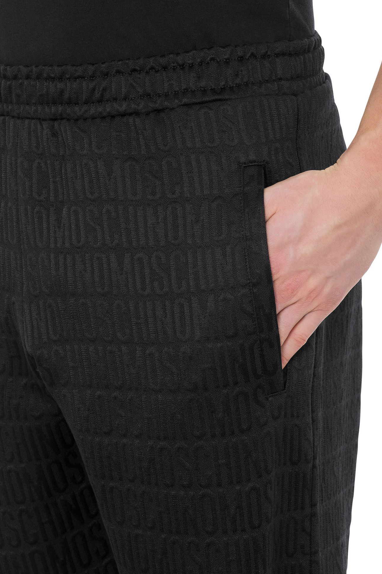 ALLOVER LOGO JACQUARD FLEECE JOGGERS BLACK 4