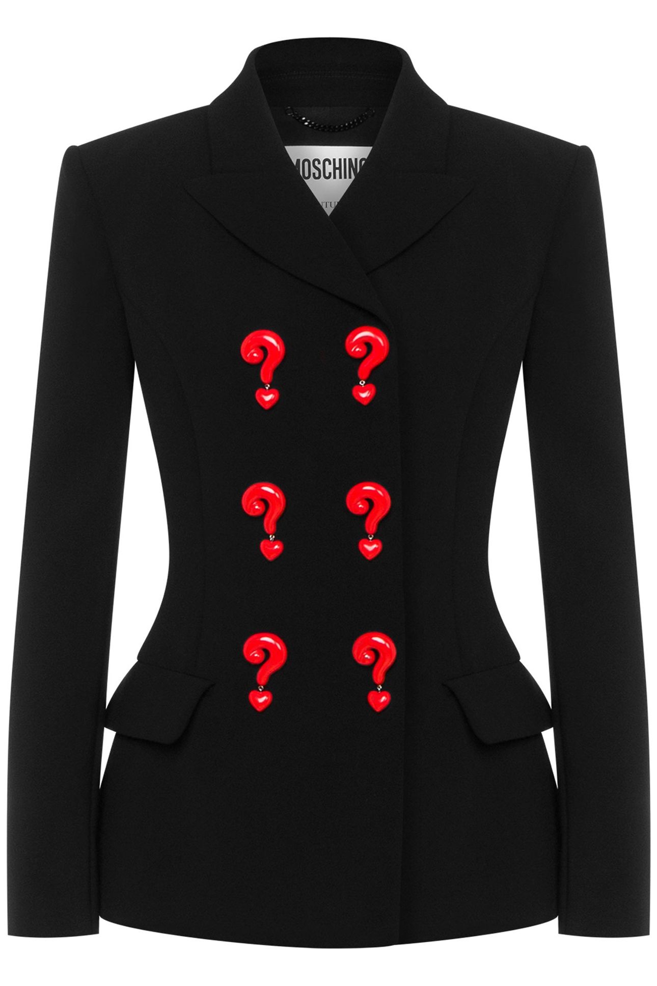 RED QUESTION MARKS CREPE JACKET BLACK 3
