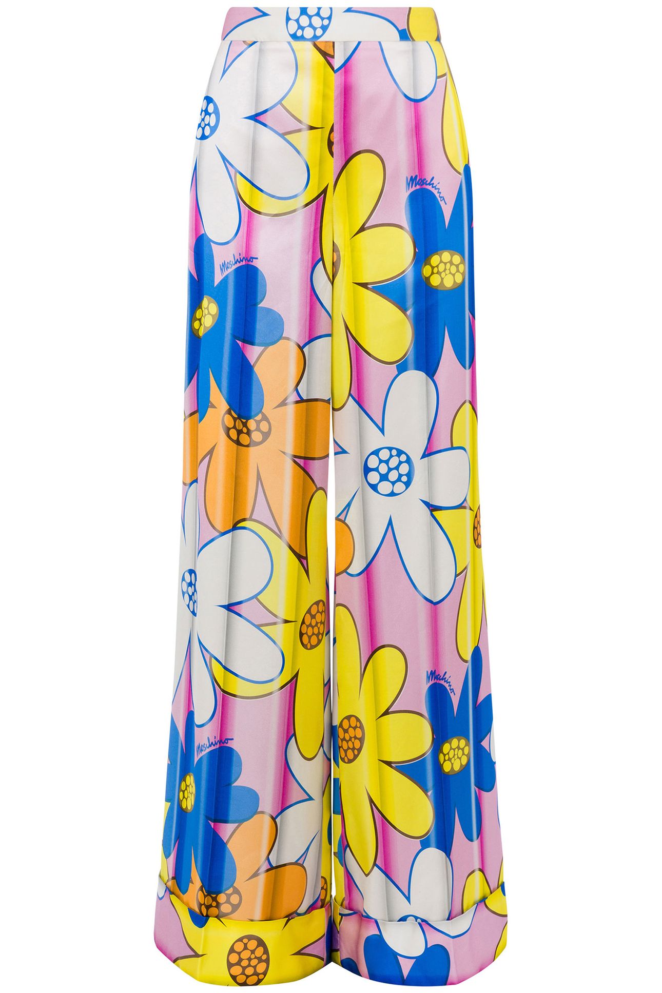 OVERSIZED ALLOVER FLOWERS SATIN TROUSERS PINK 3