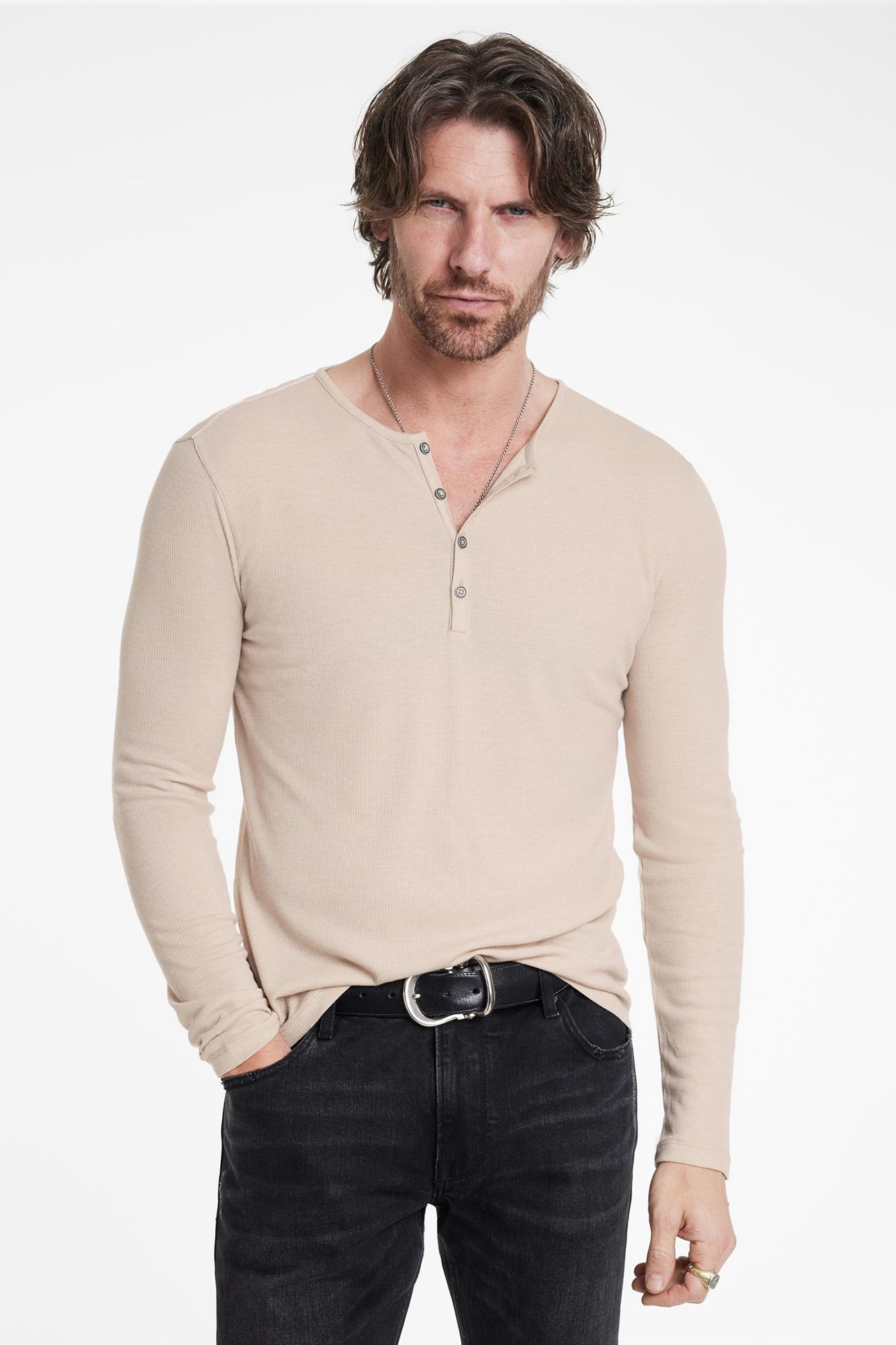 CARVER REGULAR FIT LS HENLEY WHEAT 1