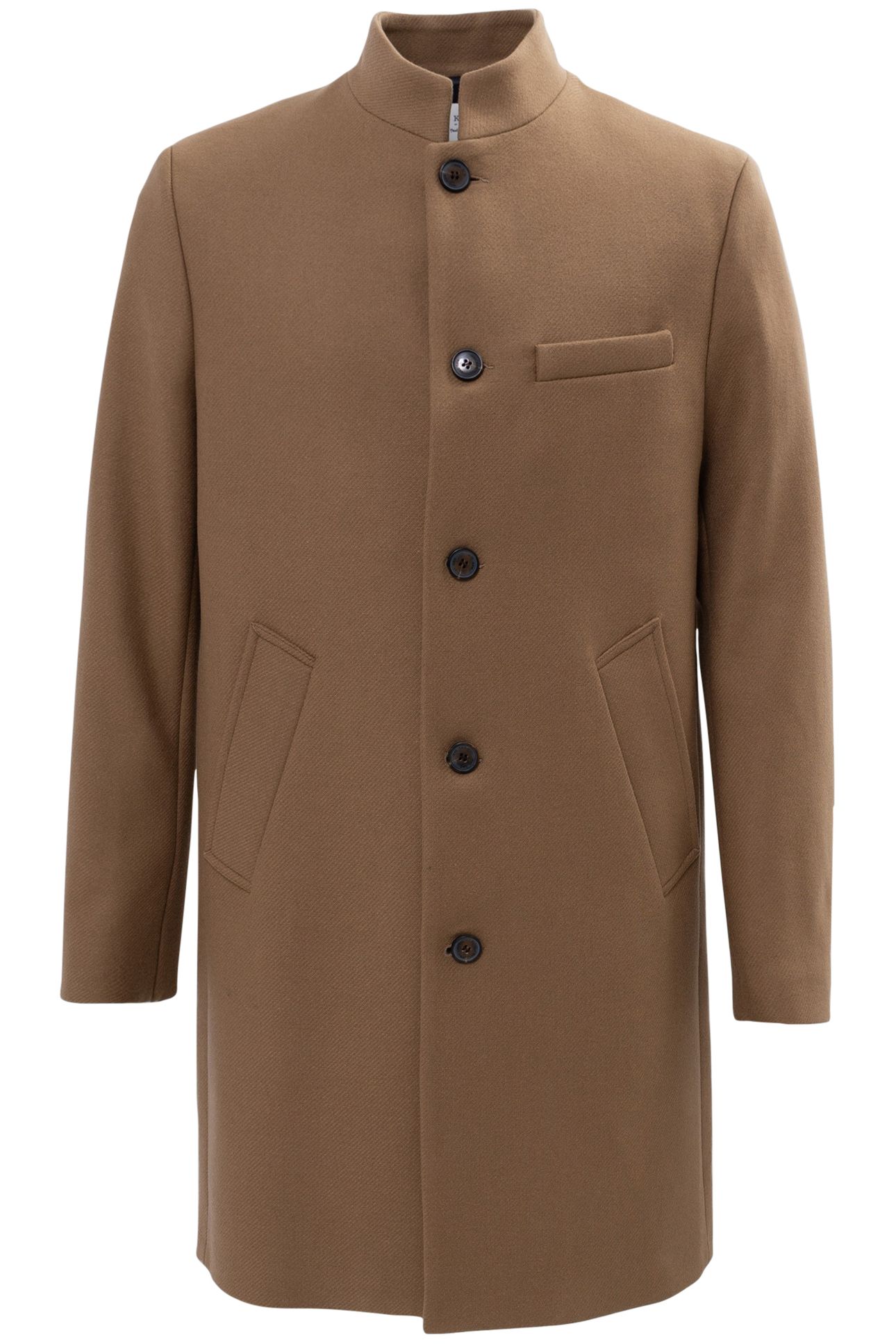 STRAIGHT BEIGE COAT WITH OFFICER'S COLLAR 4