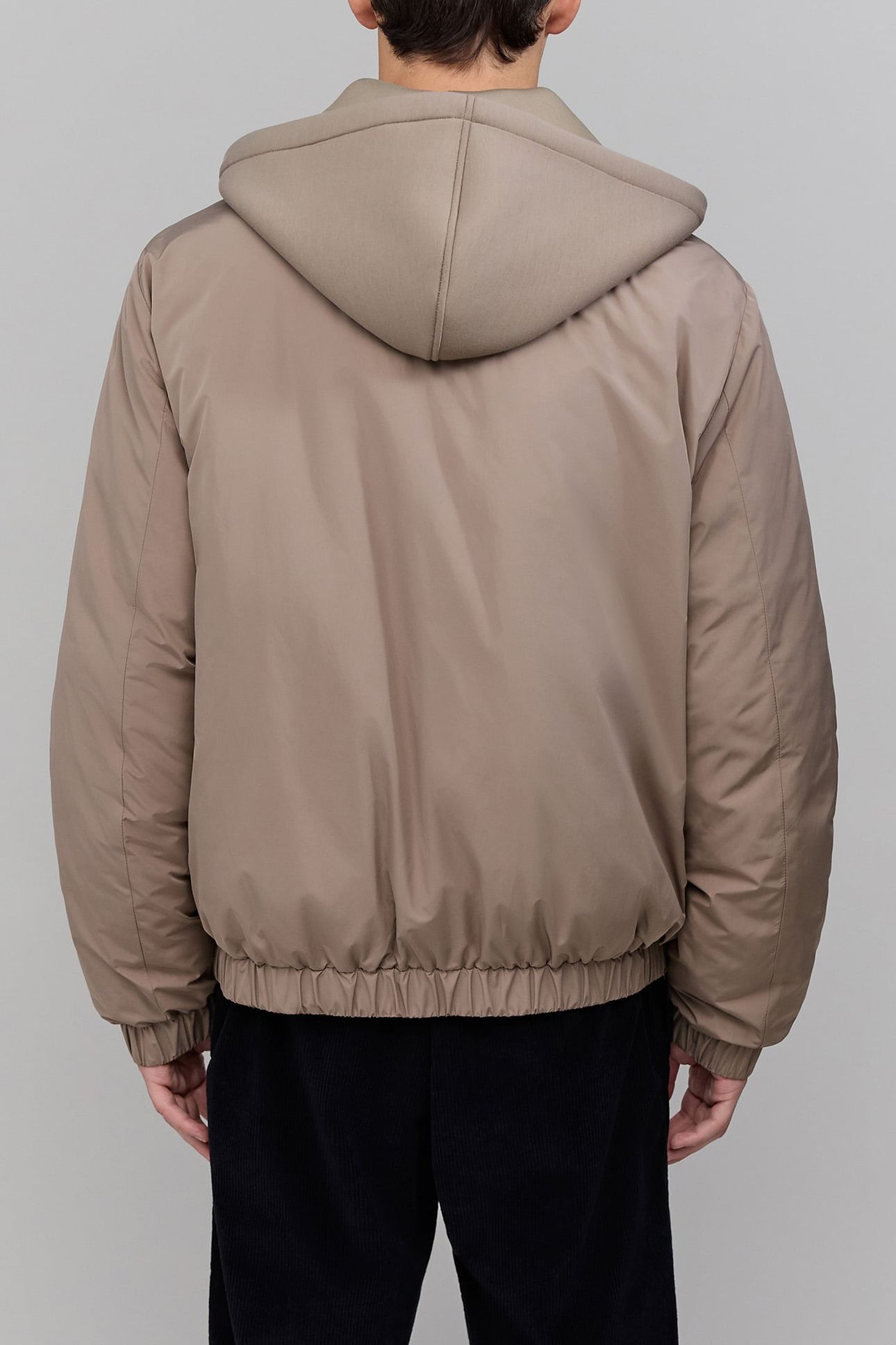 GREIGE PADDED JACKET WITH DETACHABLE NEOPRENE HOOD 2