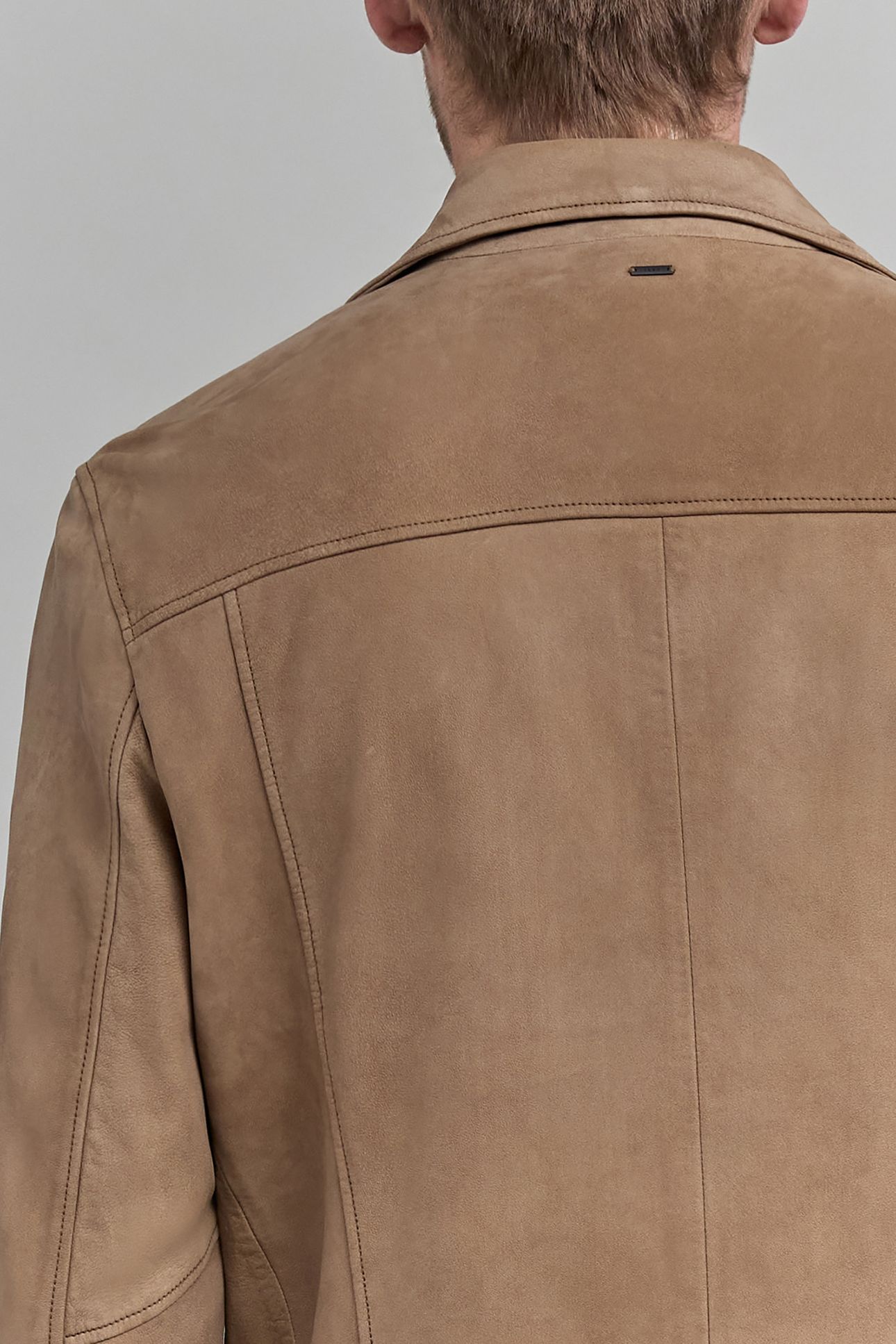 BEIGE LEATHER BIKER JACKET 6