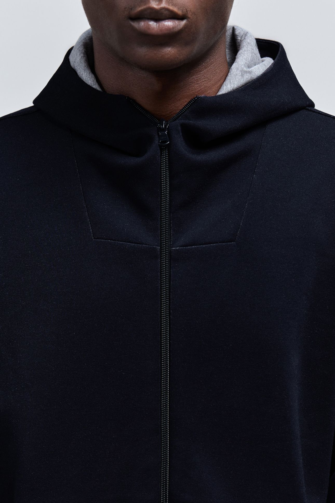NAVY NEOPRENE ZIPPED CARDIGAN 7