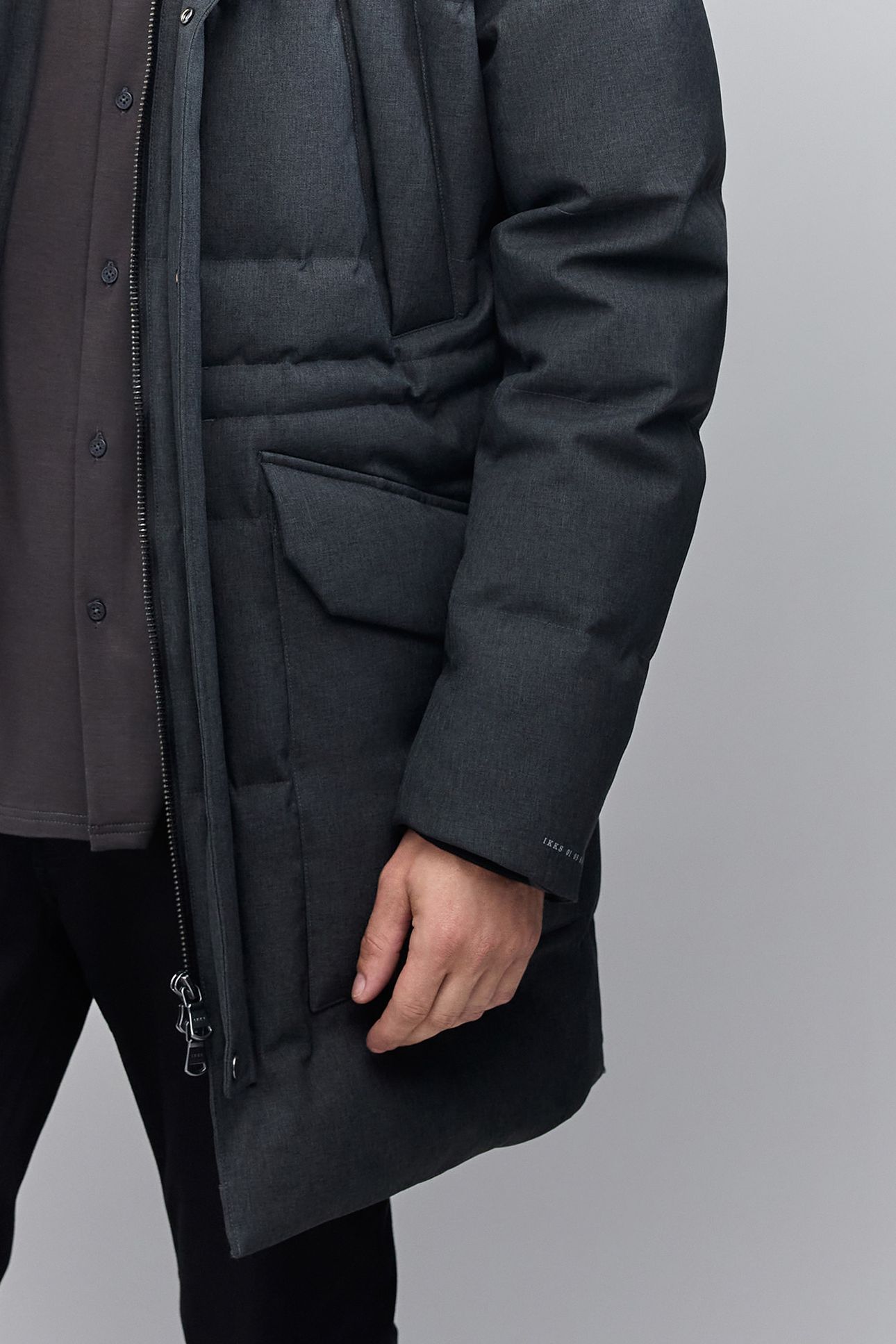 CHARCOAL RECYCLED POLYESTER LONG PADDED JACKET 6
