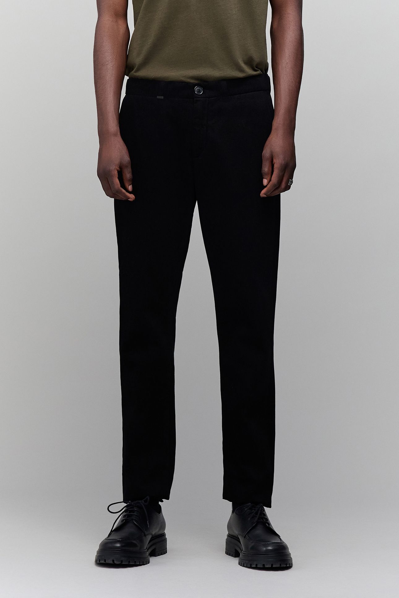 BLACK SLIM CHINO PANTS 1