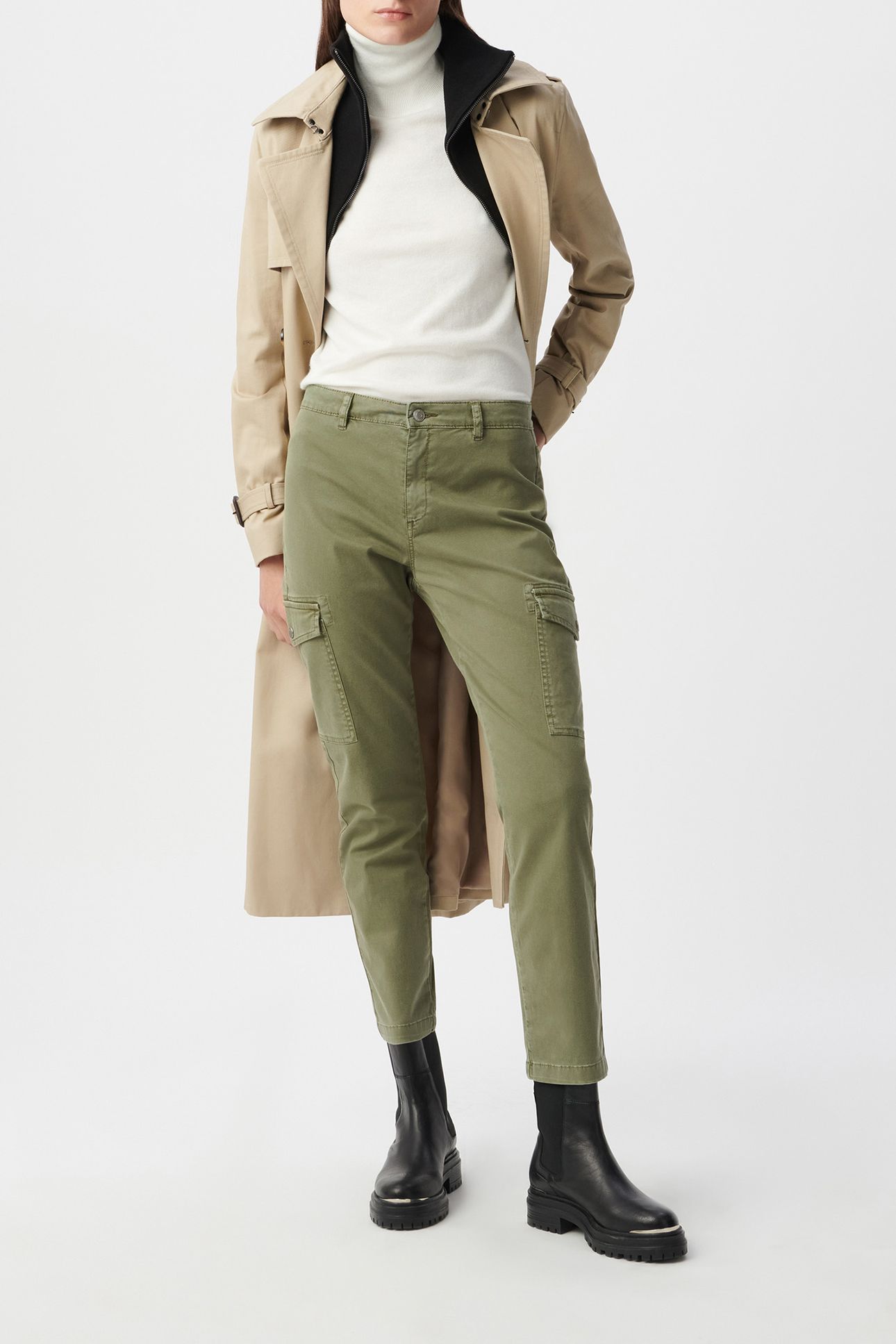 WOMEN’S KHAKI CROPPED COMBAT JEANS 1