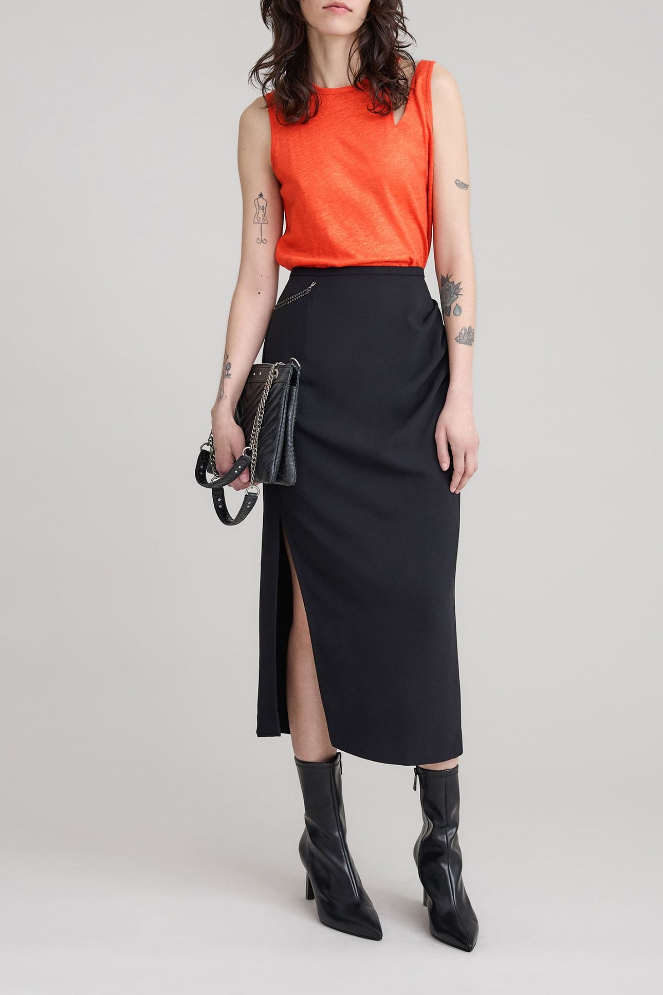 IRIDESCENT LINEN KNIT ASYMMETRICAL MELON TEE-SHIRT 3
