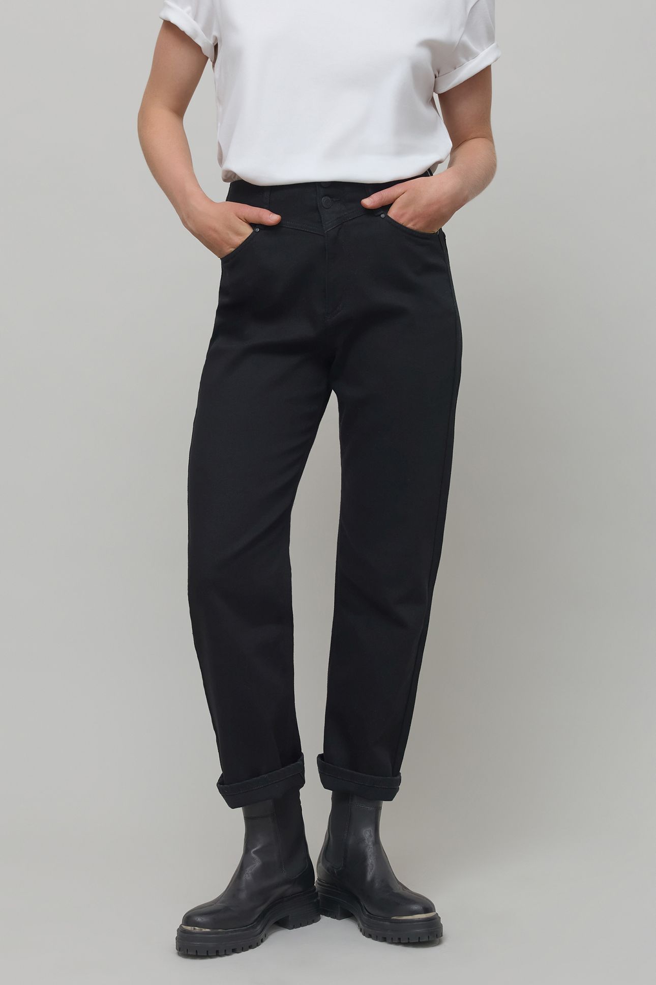 SLOUCHY BLACK COTTON CROPPED DENIM JEANS 1