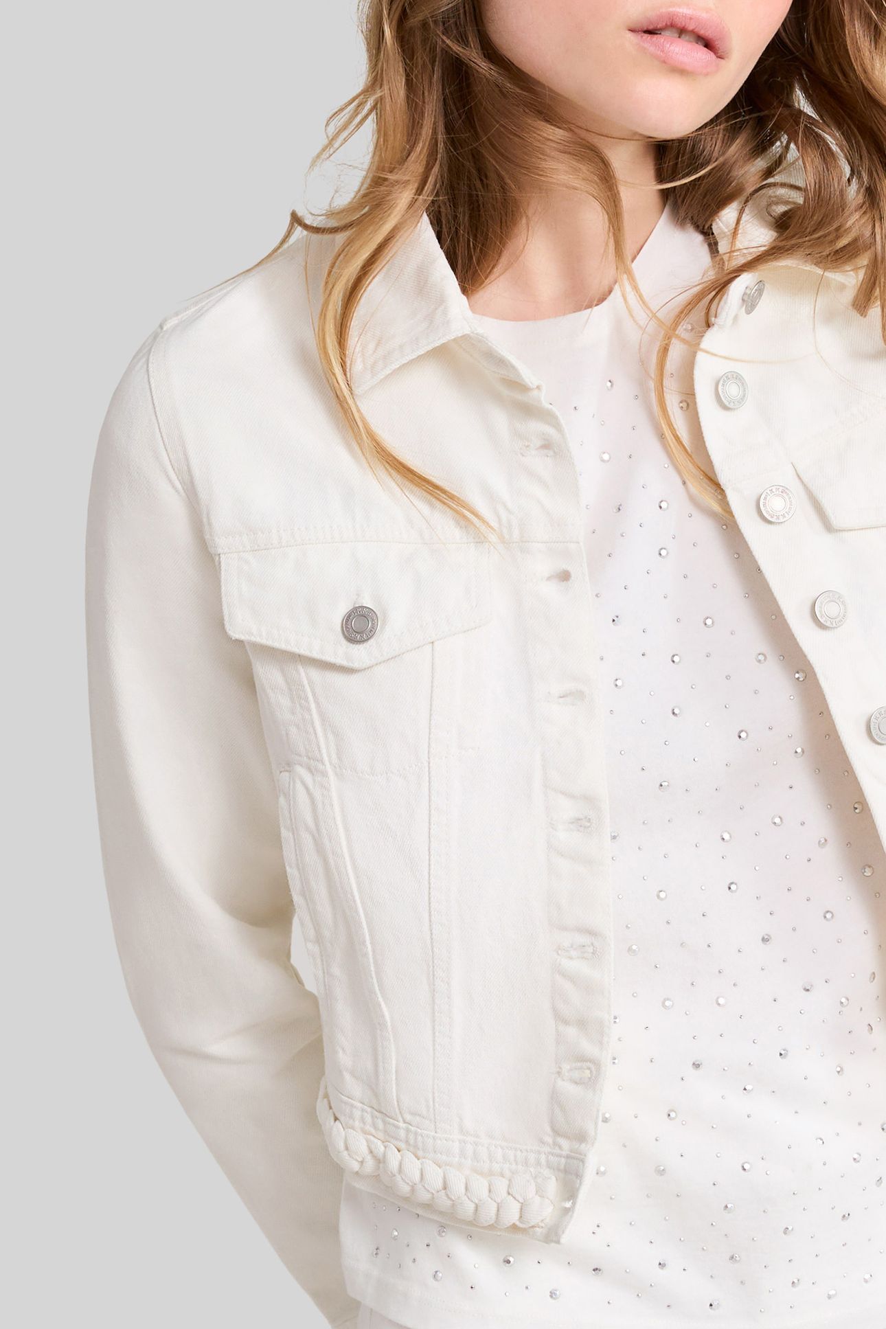 OFF-WHITE DENIM JACKET WITH BRAID DESIGN 5