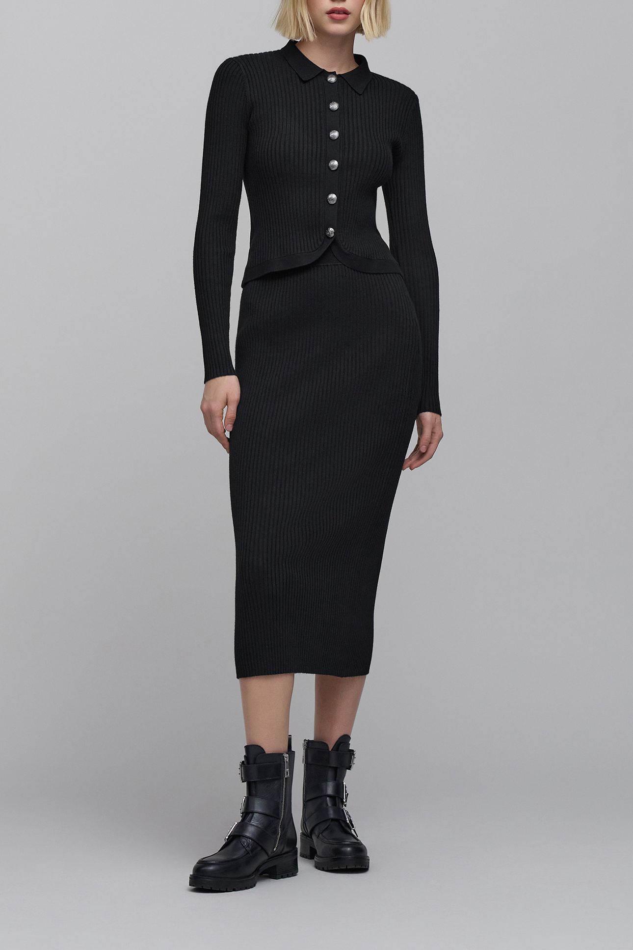 BLACK RIB-KNIT TUBE SKIRT 4