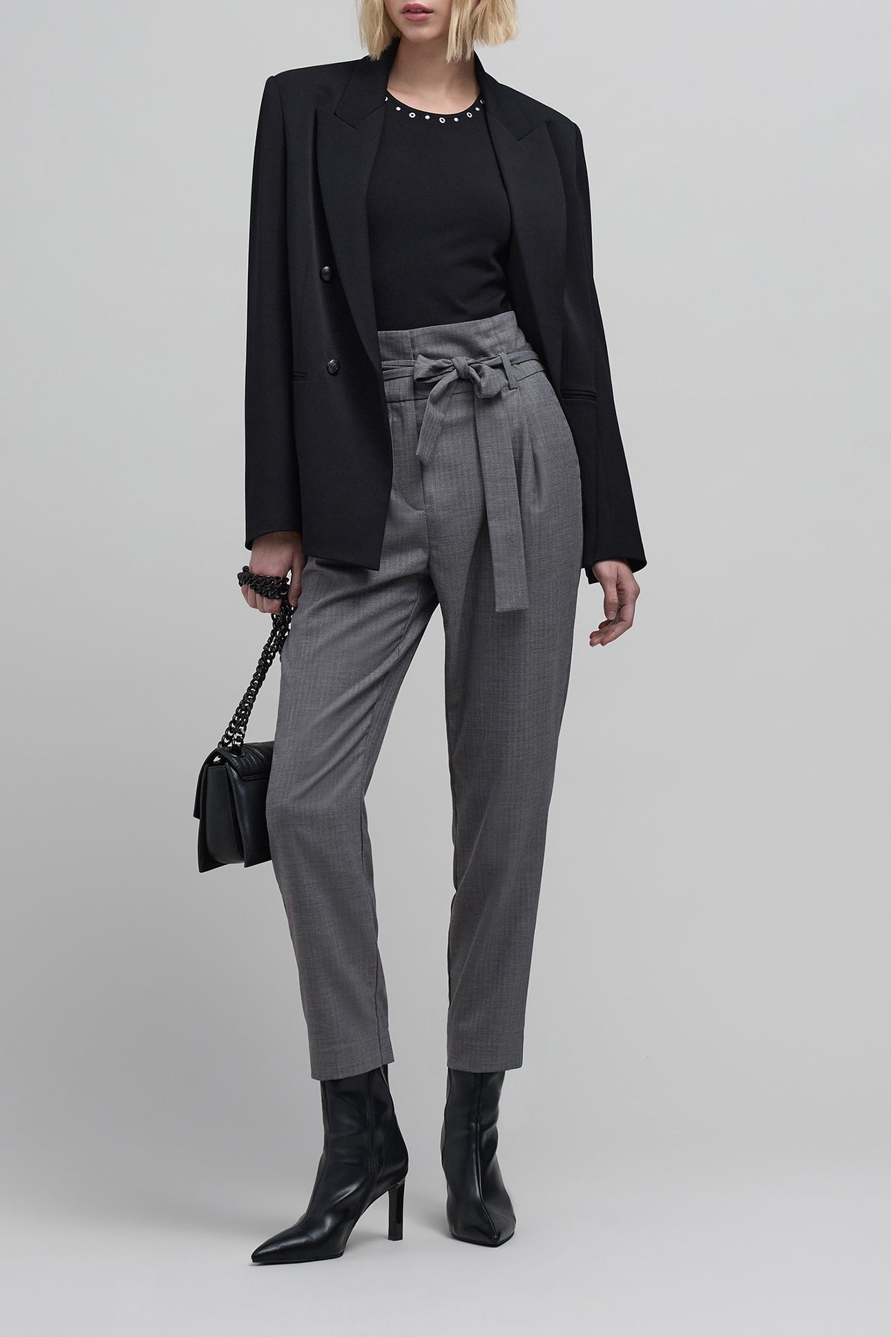 7/8TH GREY HERRINGBONE CARROT PANTS 5