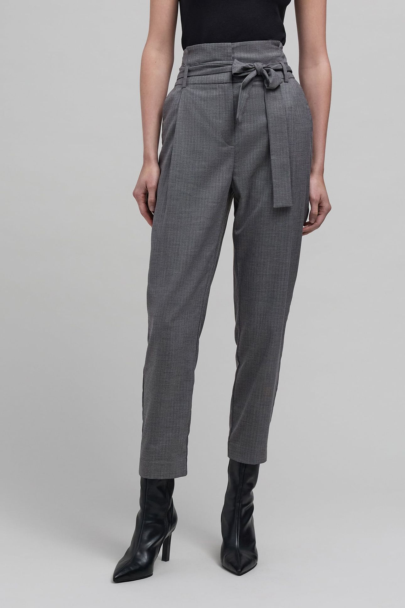 7/8TH GREY HERRINGBONE CARROT PANTS 1