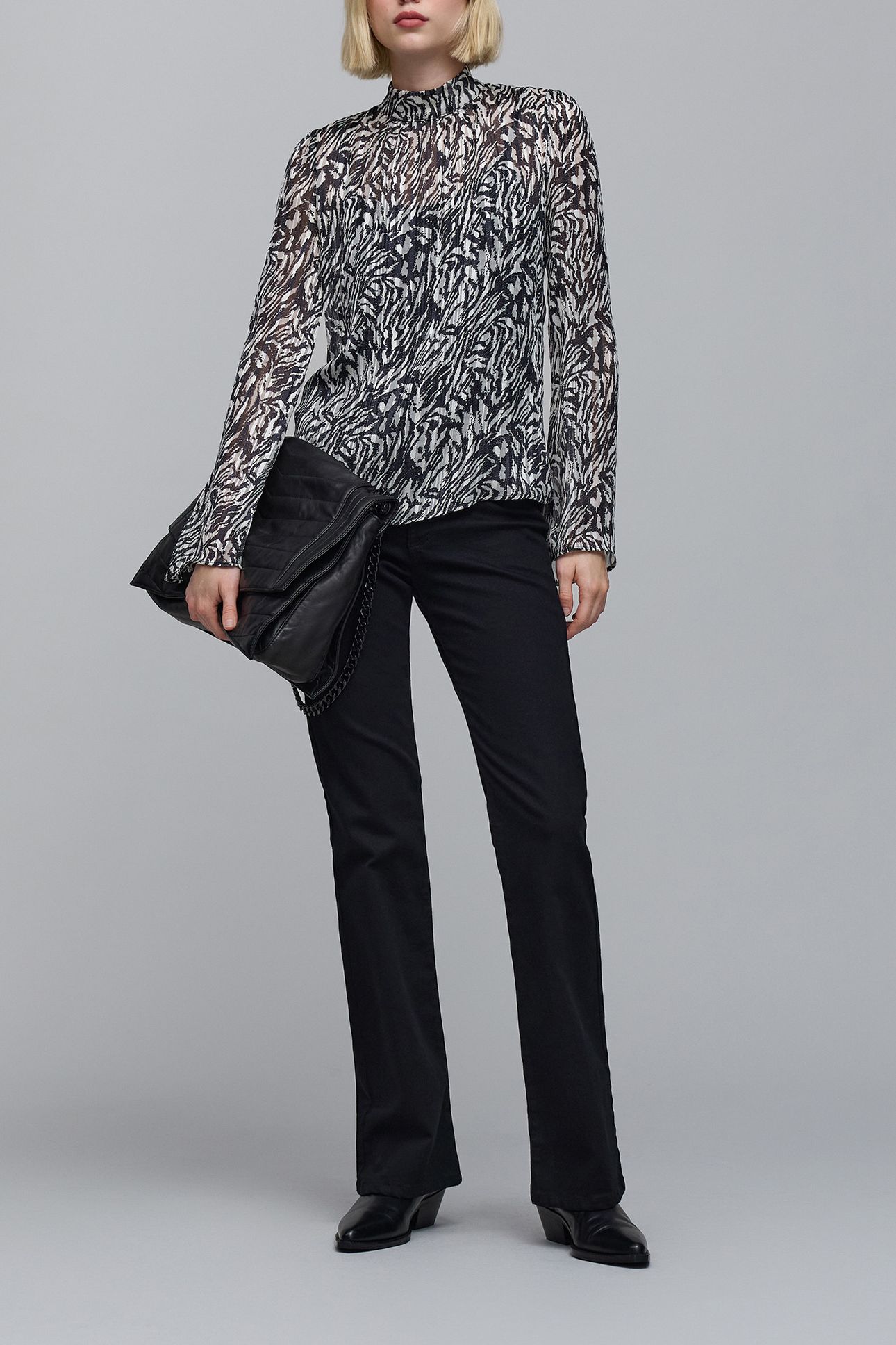 IVORY ZEBRA LUREX PRINT BLOUSE 2