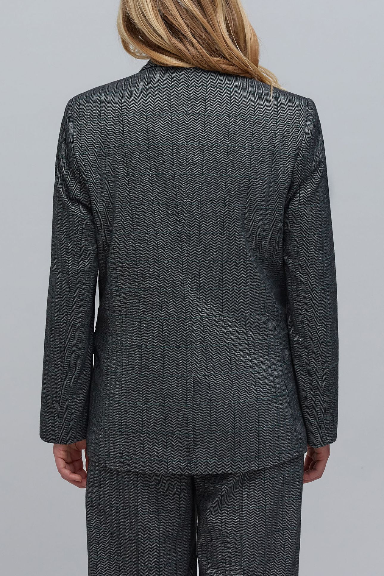 BLACK HERRINGBONE CHECK SUIT JACKET 2