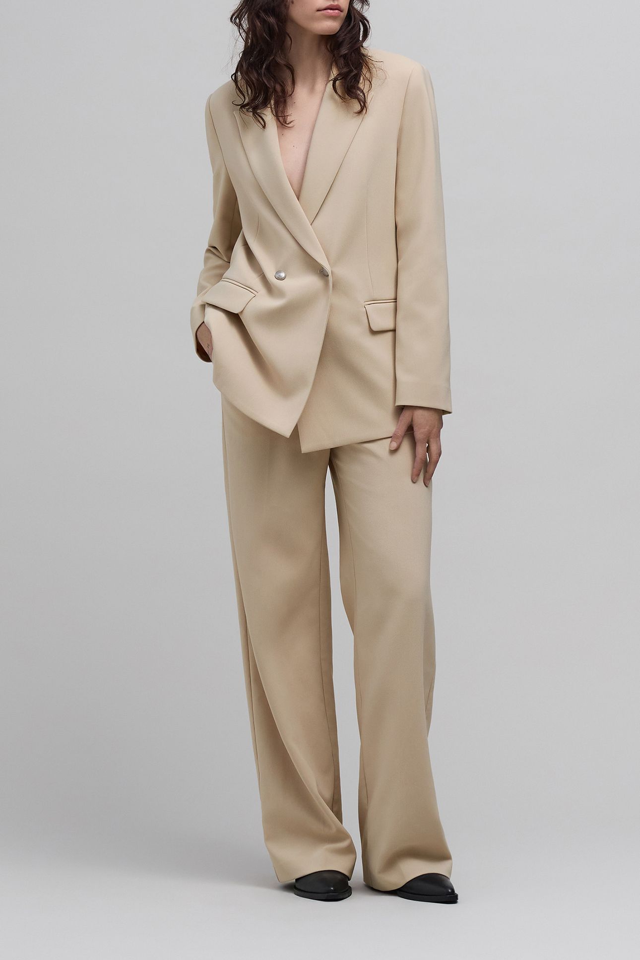 BEIGE RECYCLED POLYESTER SUIT JACKET 3