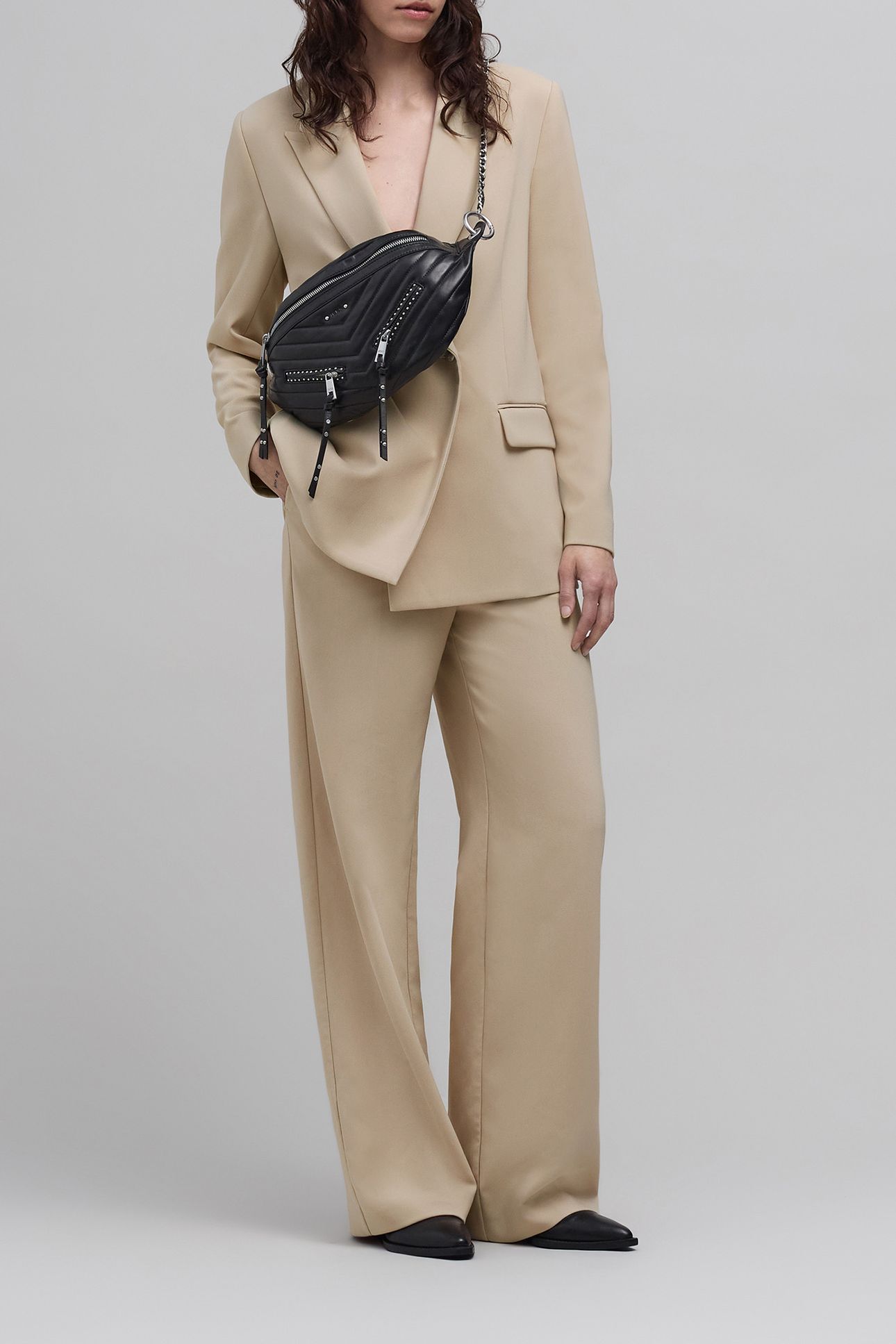 BEIGE RECYCLED POLYESTER SUIT JACKET 5