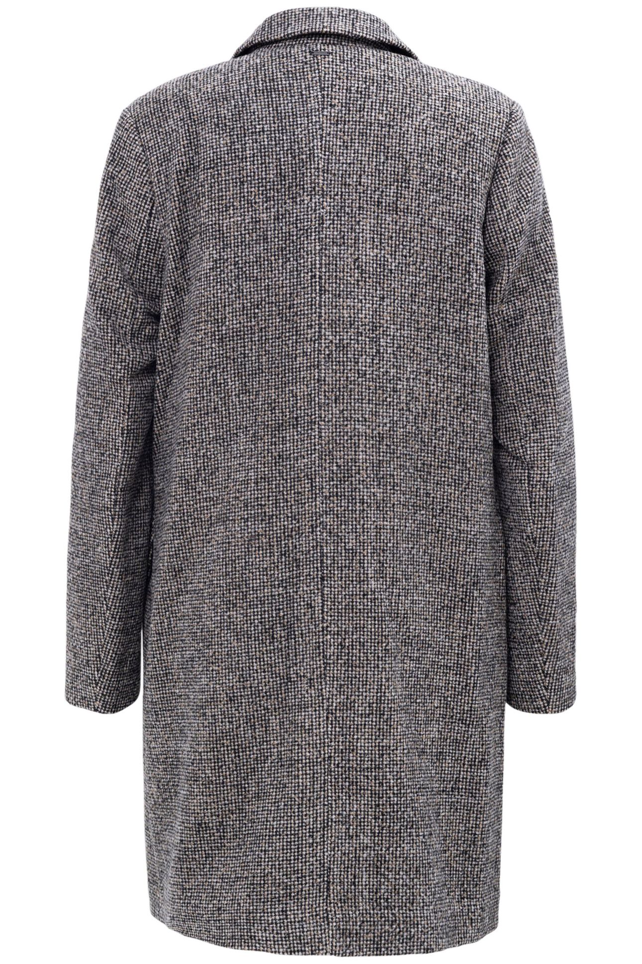 BLACK MID-LENGTH COAT IN MOTTLED WOOL EMBROIDERY 2