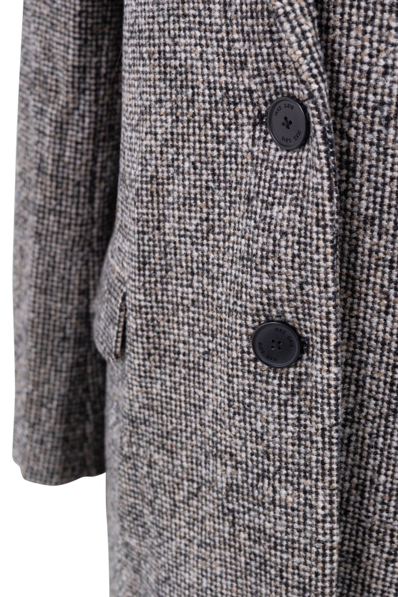 BLACK MID-LENGTH COAT IN MOTTLED WOOL EMBROIDERY 3