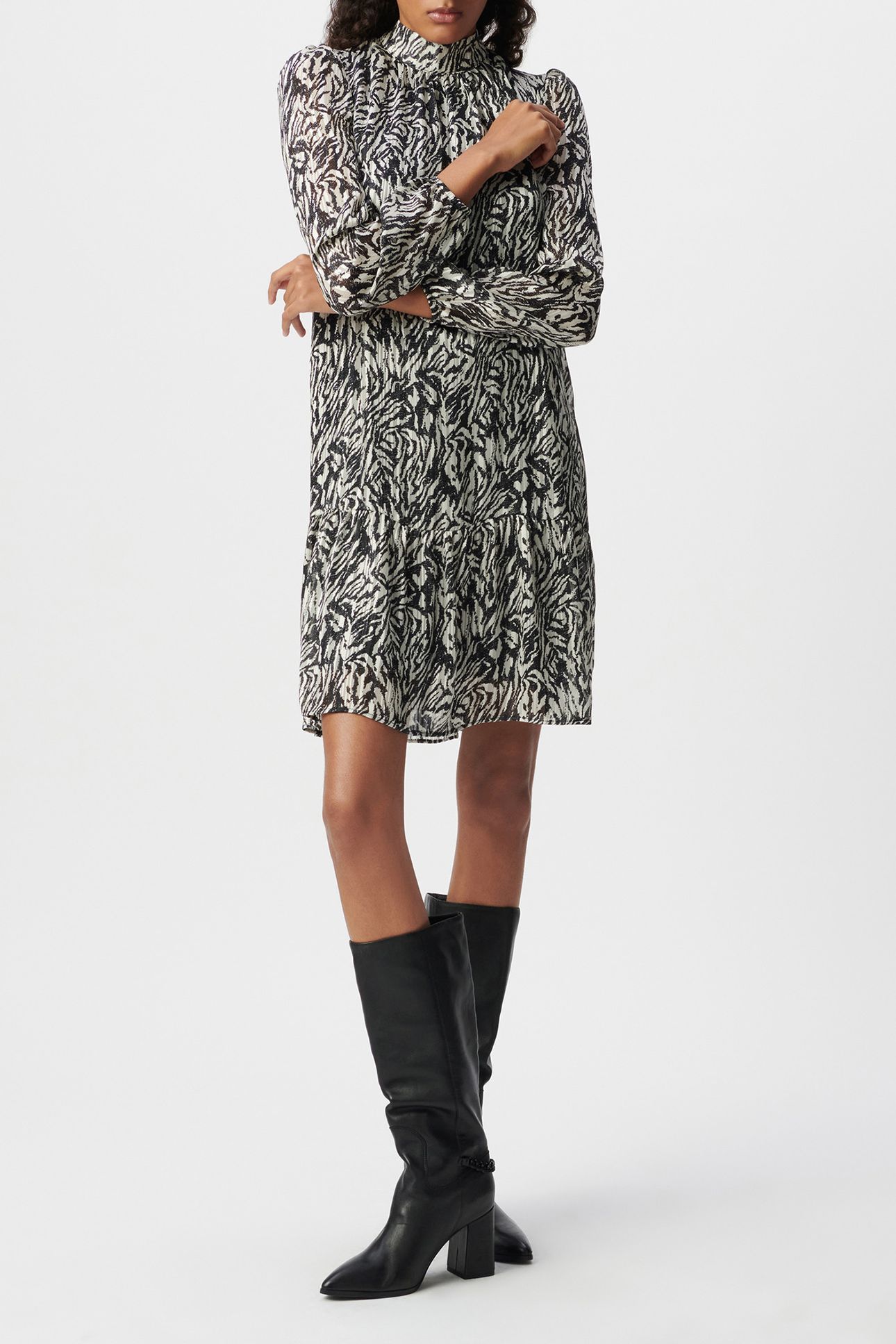IVORY LUREX ZEBRA PRINT DRESS 5