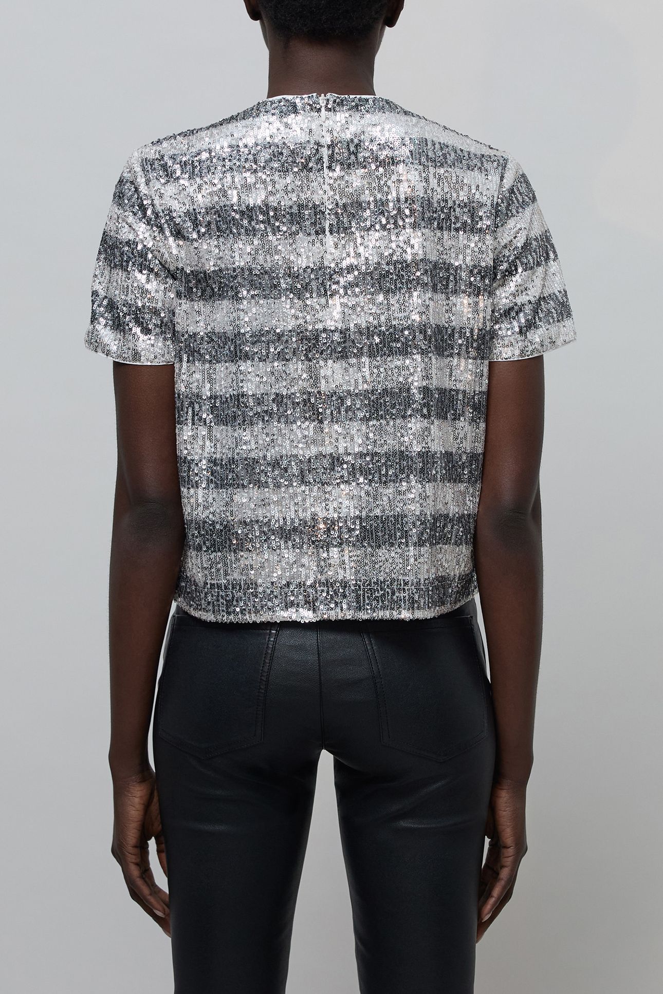 SEQUIN EMBROIDERED STRIPES TOP 2