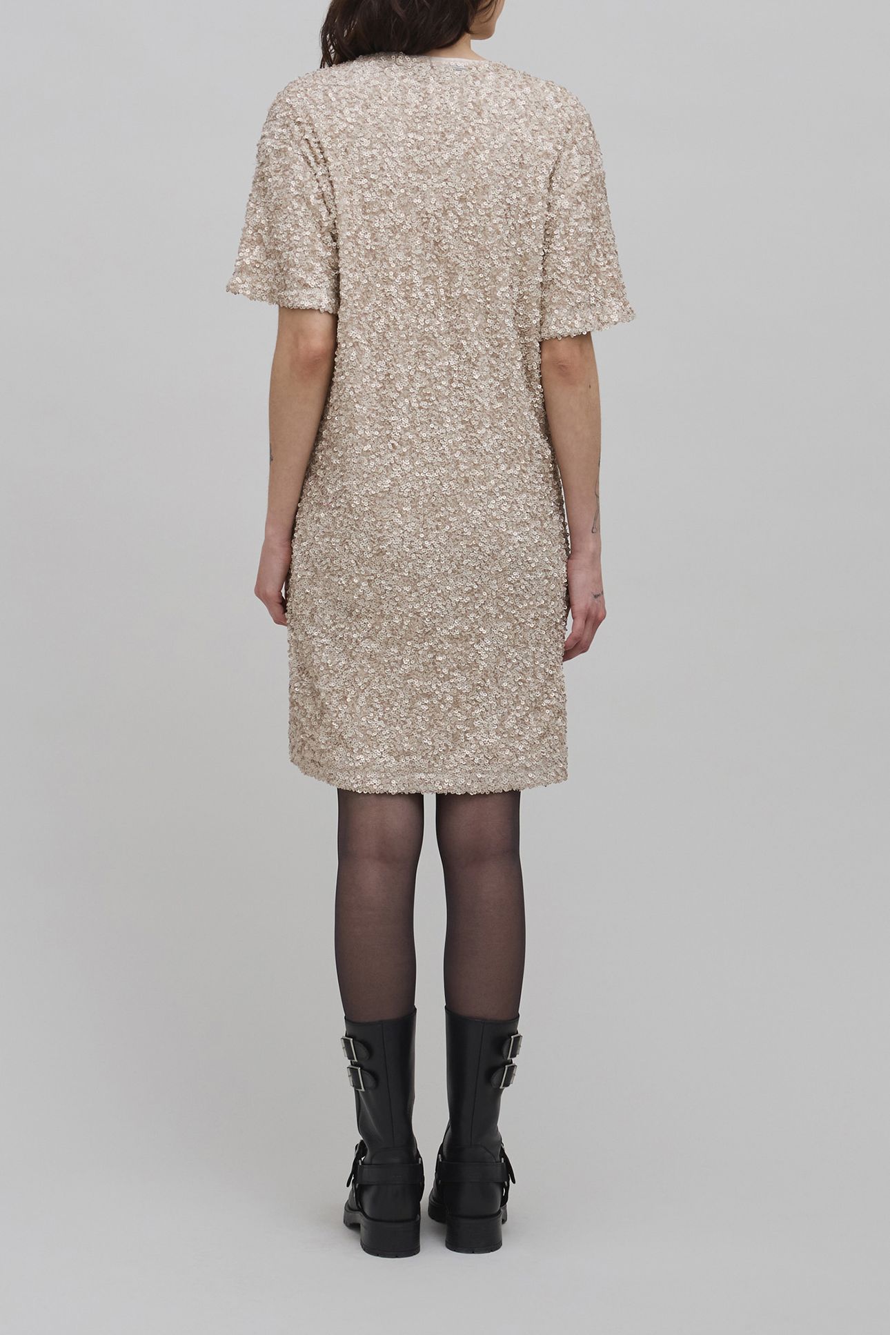 SEQUIN-EMBROIDERED CHAMPAGNE DRESS FOR WOMEN 3