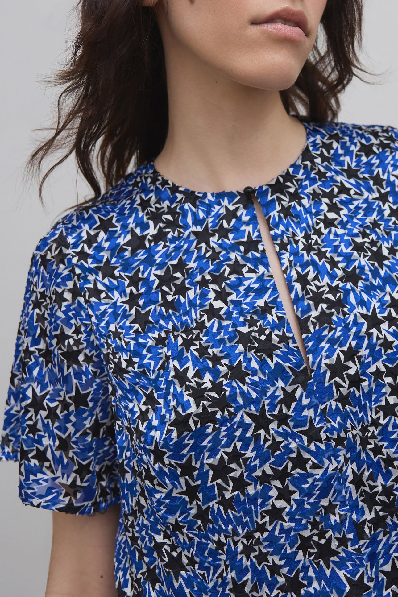 BLUE STARBURST PRINT DRESS 6