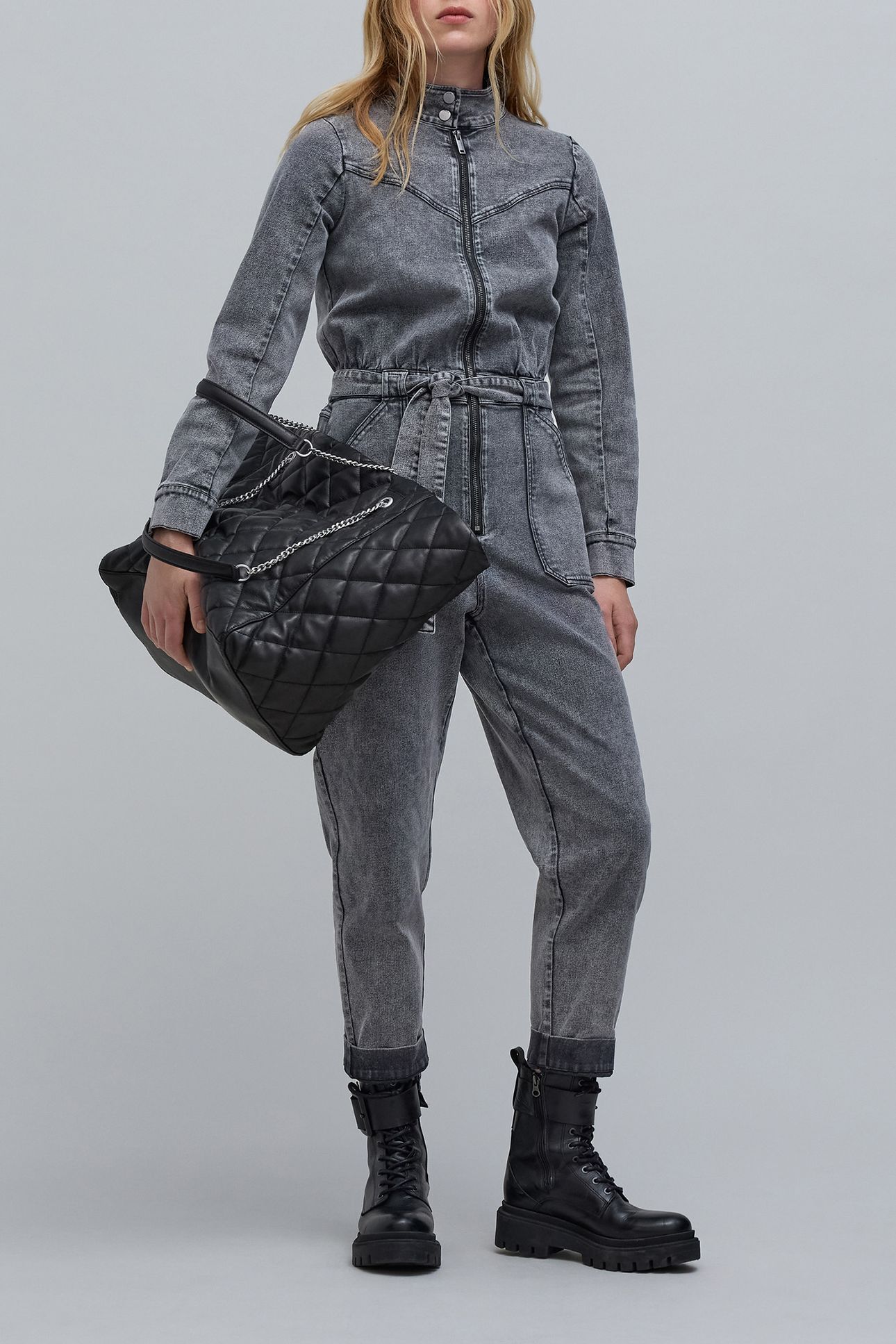 GREY DENIM ZIP-UP JUMPSUIT 3