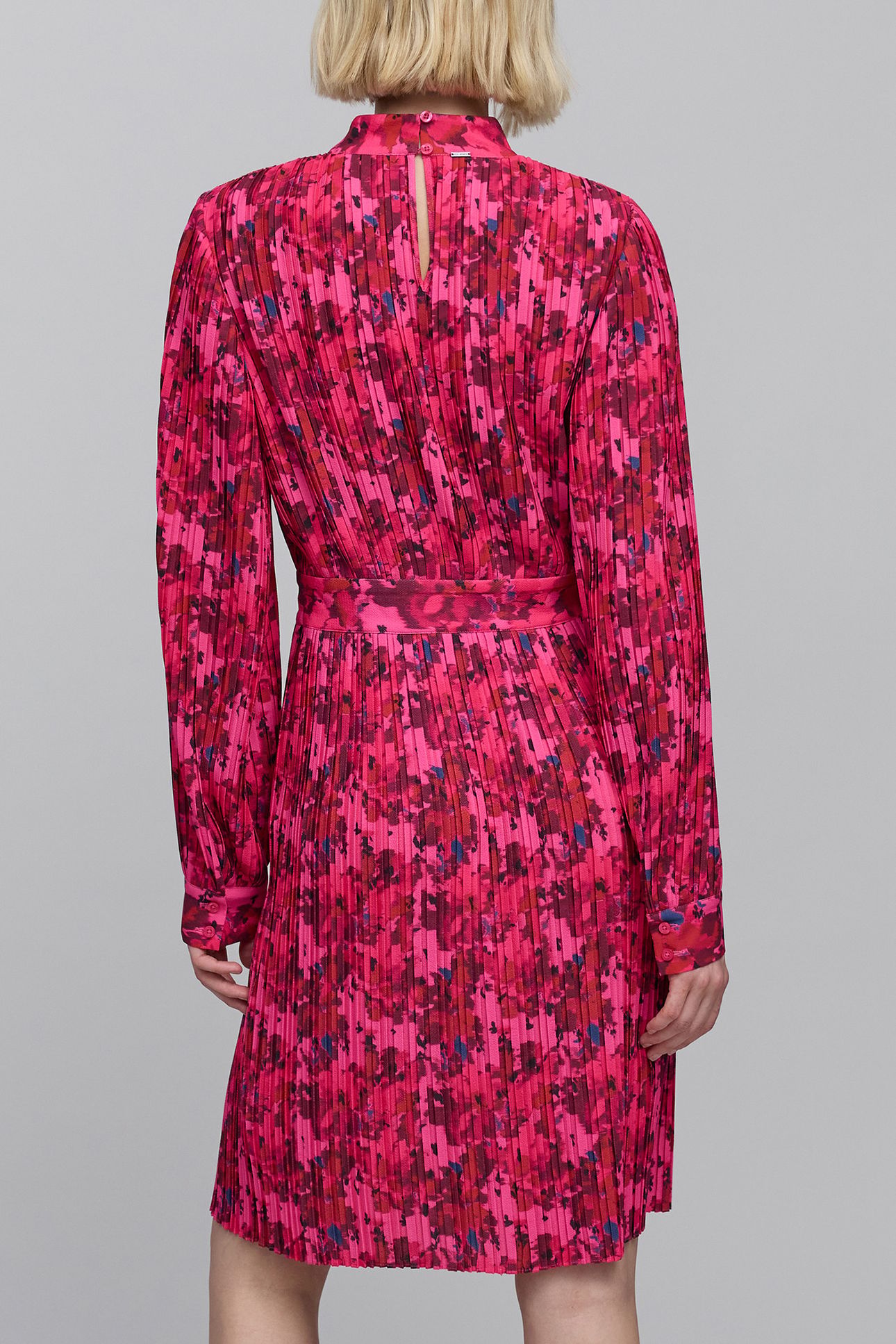 PINK PLEATED ORIGAMI FLOWER PRINT DRESS 2