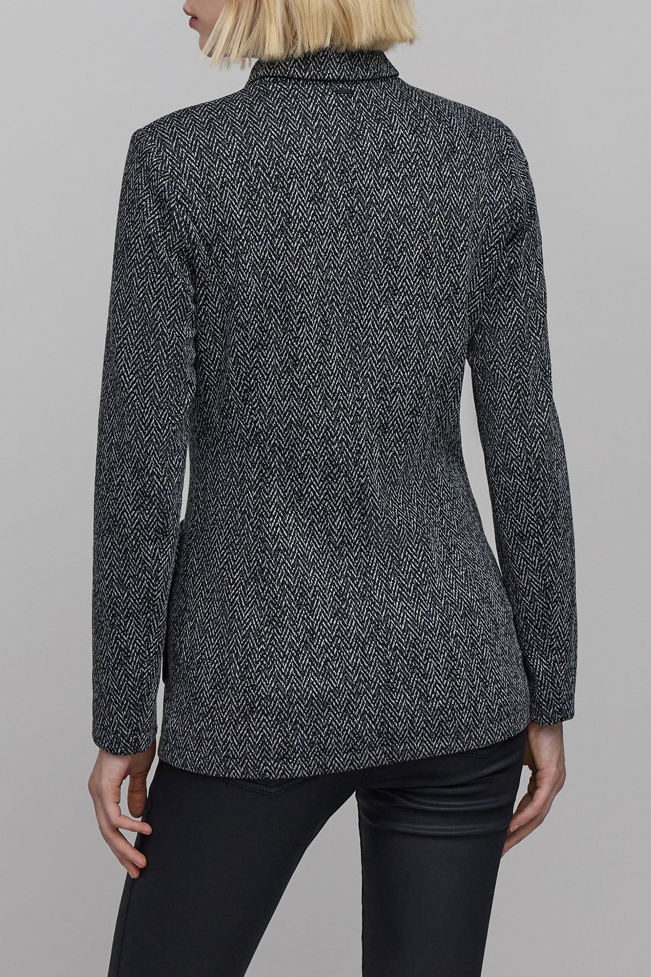 GREY HERRINGBONE-KNIT ZIP-UP JACKET 2