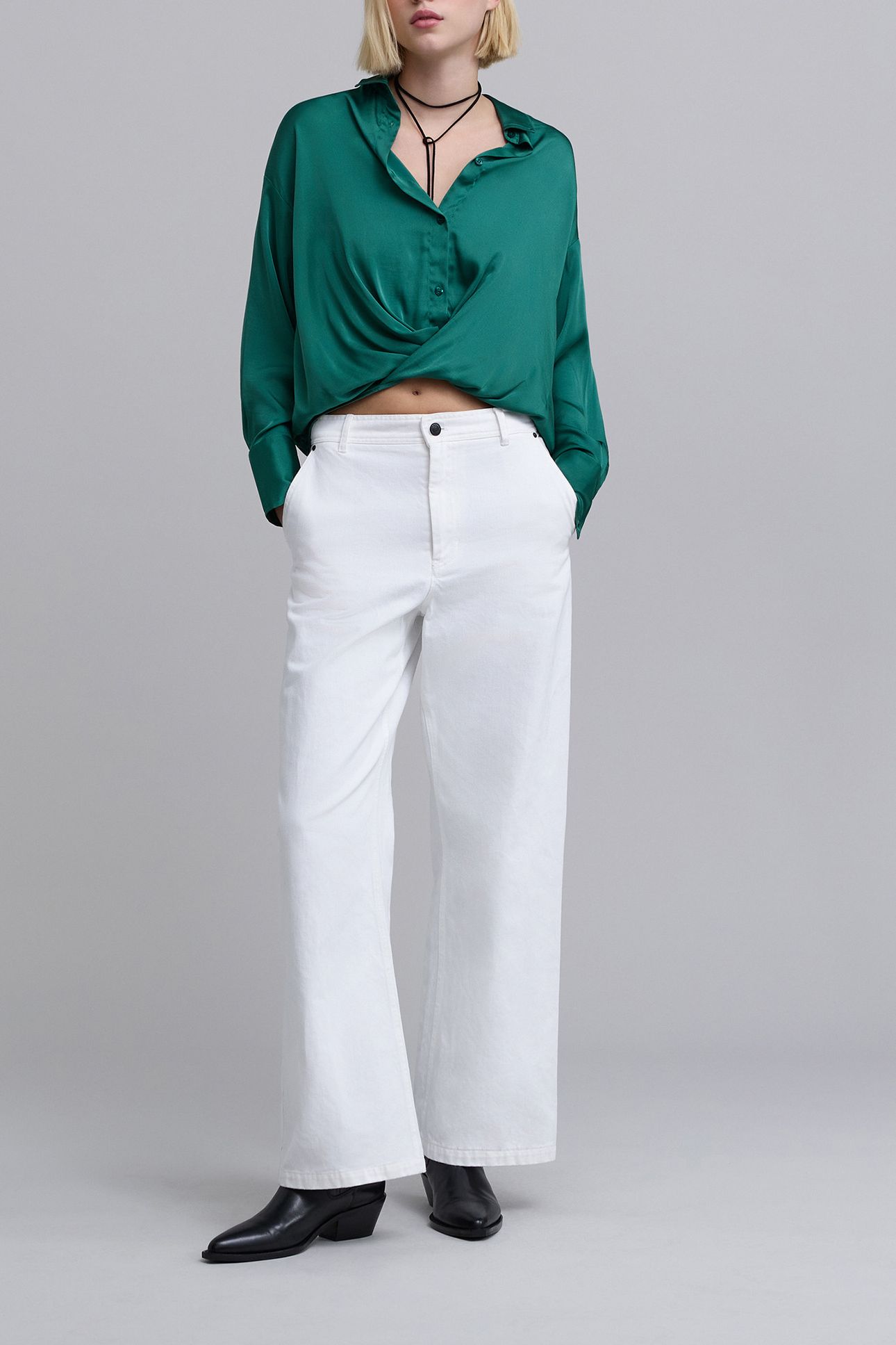 EMERALD DRAPED SHIRT 3