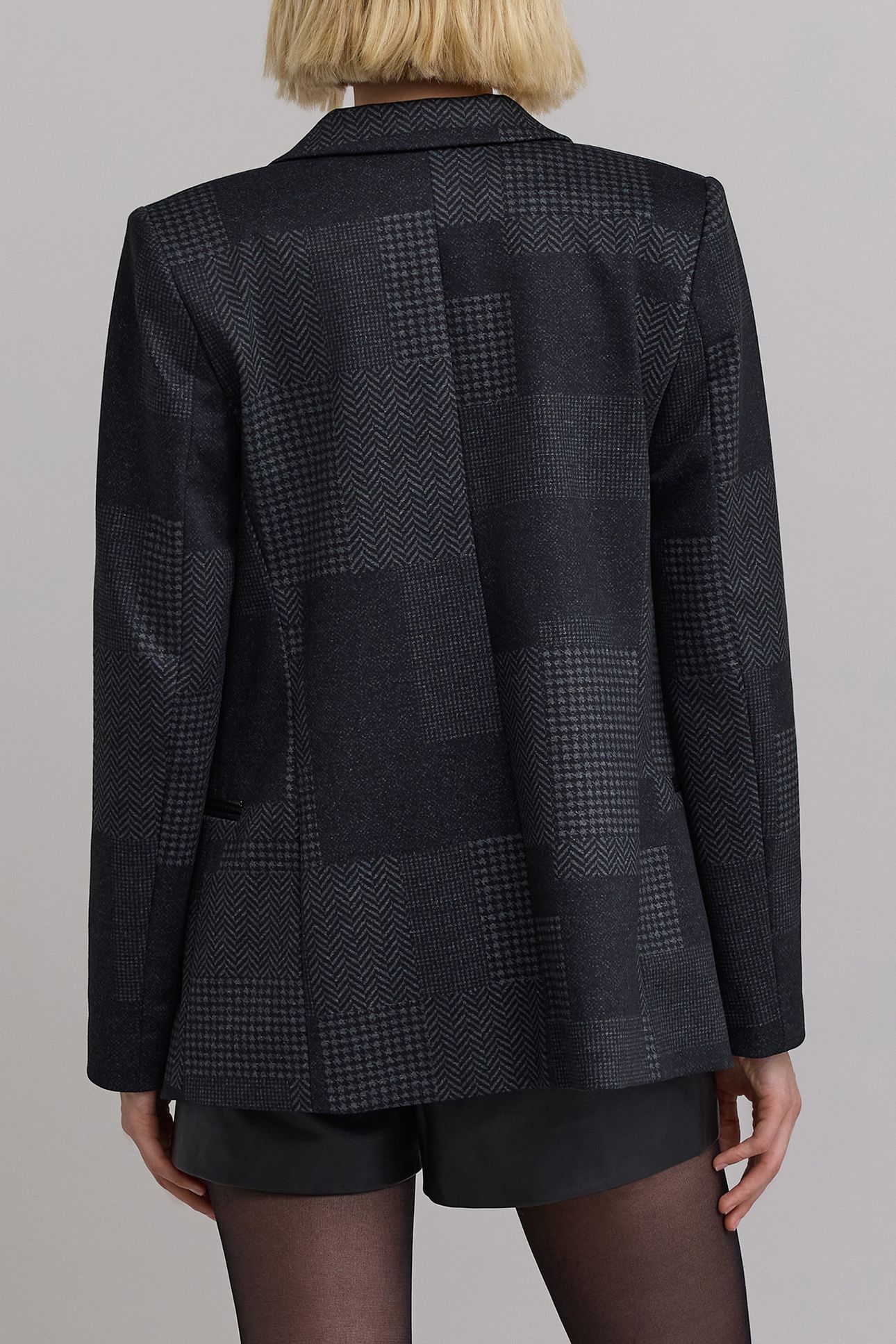 PATCHWORK EFFECT GREY MILANO KNIT COSTUME JACKET 2