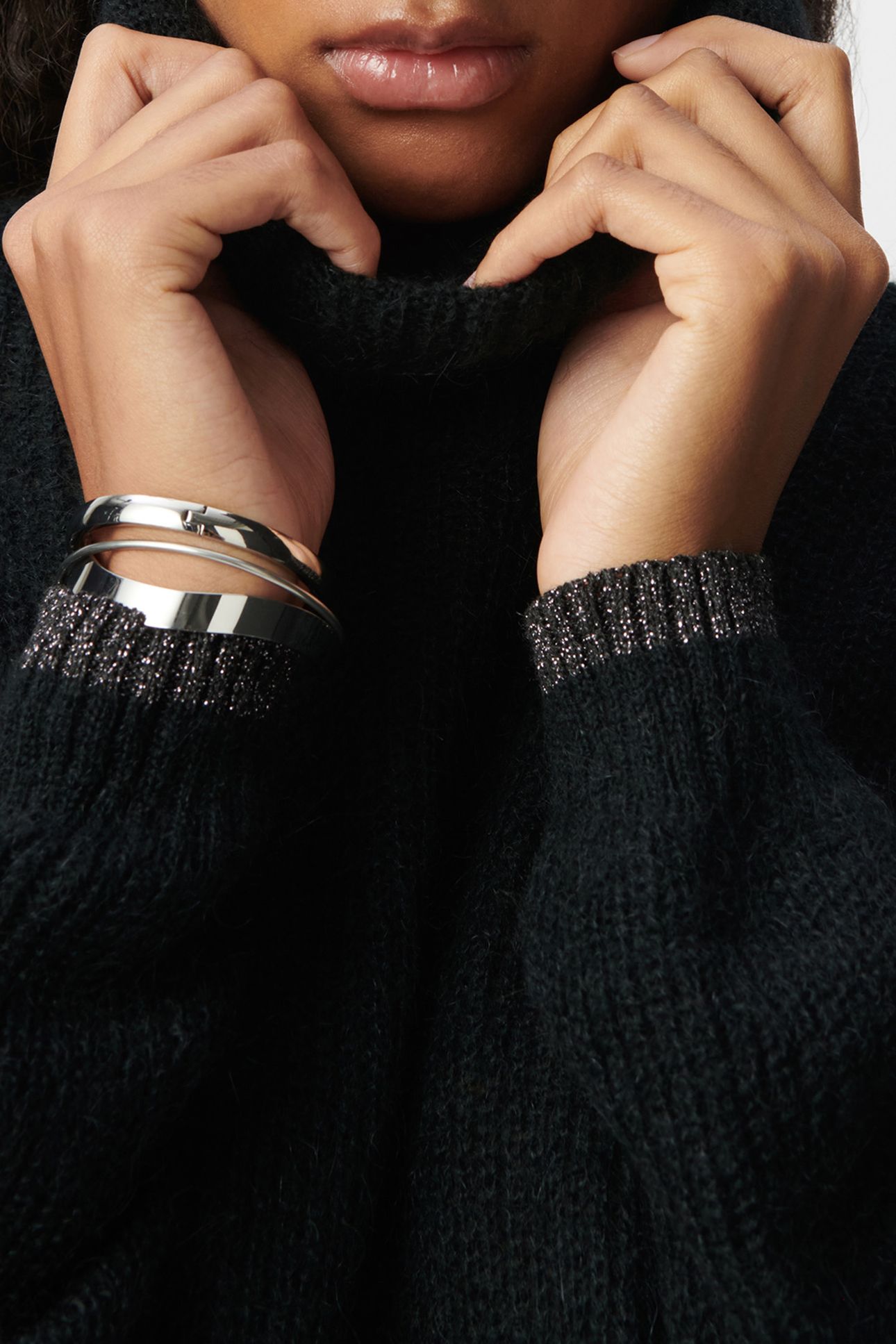 BLACK RIB-KNIT TURTLENECK SWEATER DRESS 6