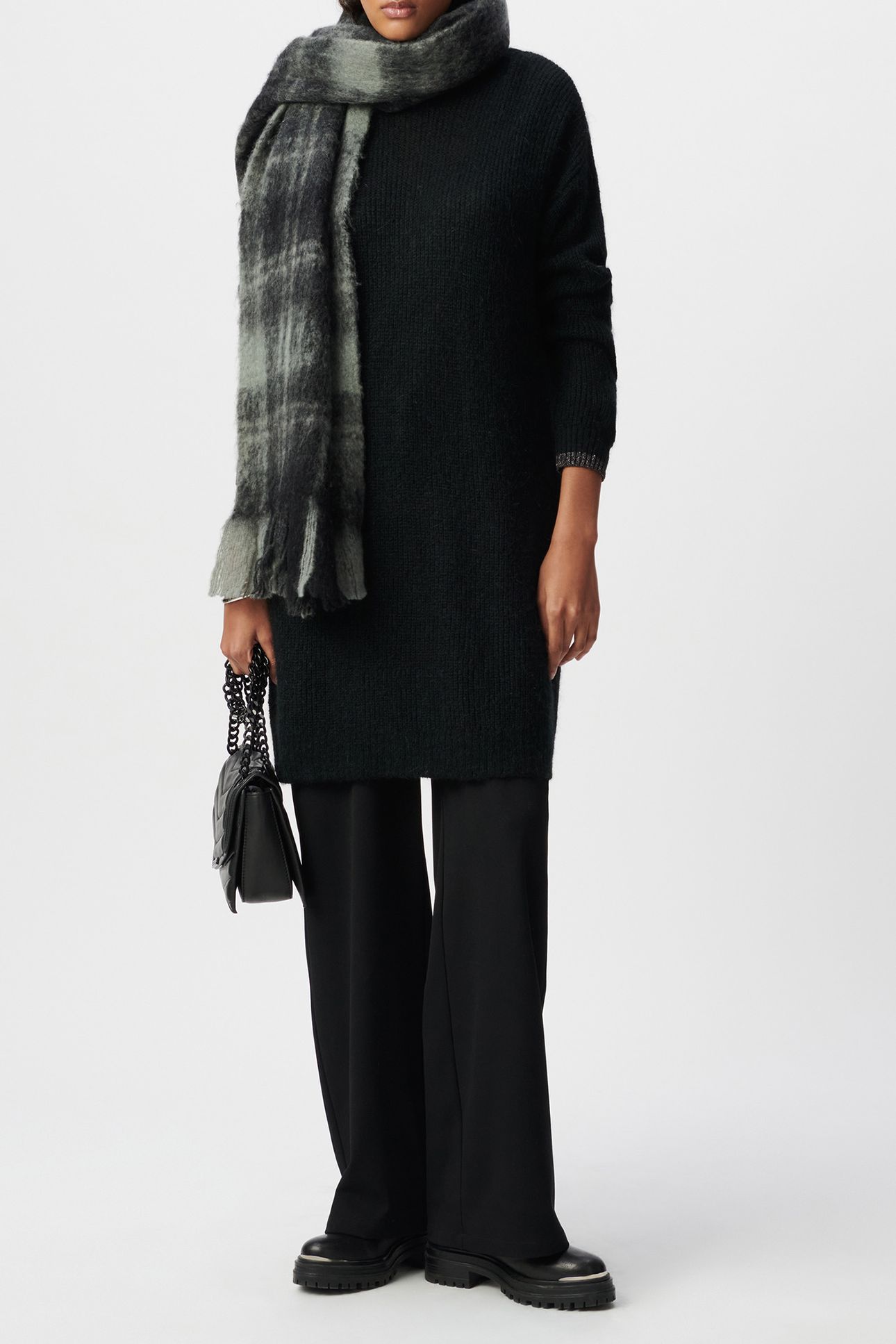 BLACK RIB-KNIT TURTLENECK SWEATER DRESS 4