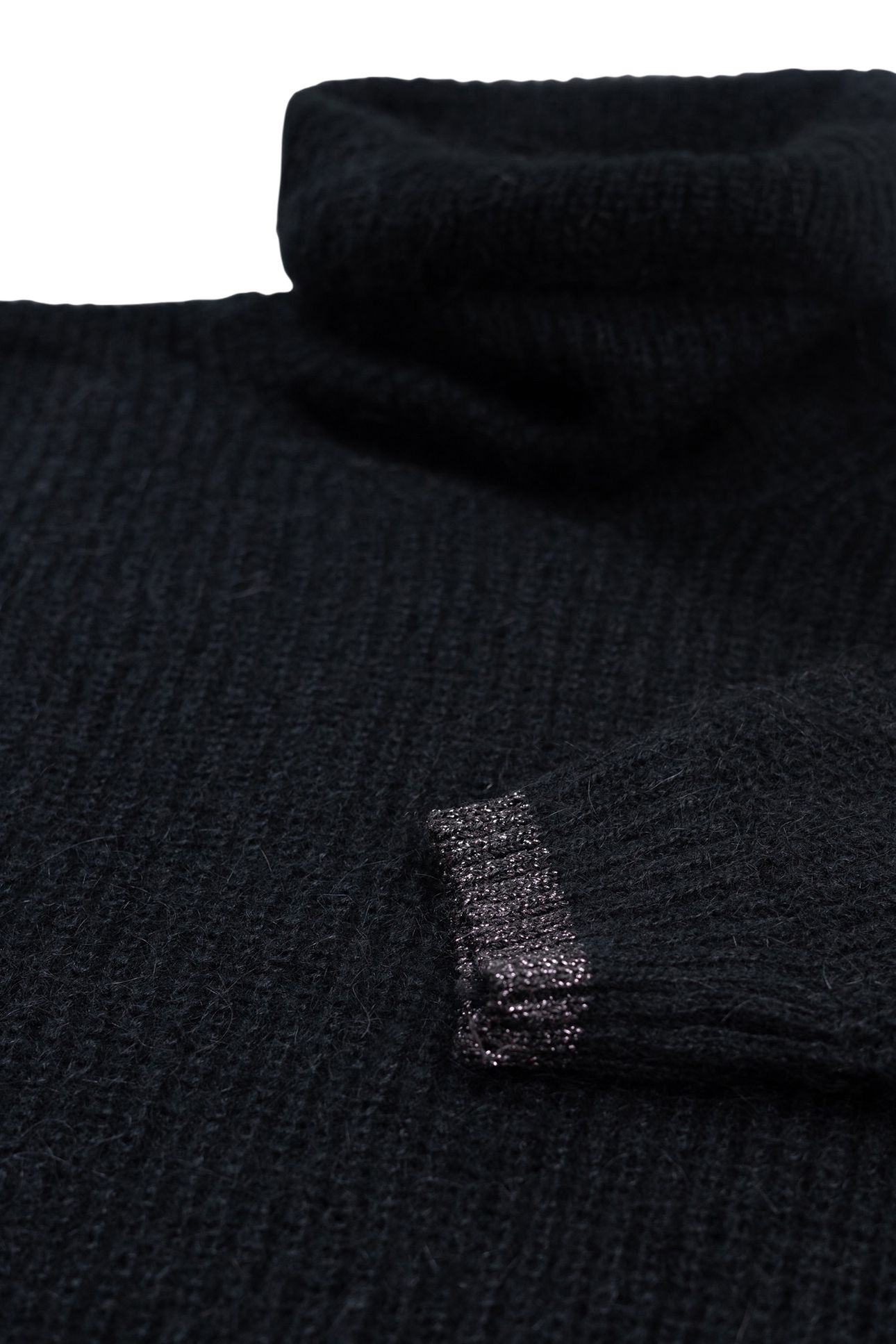 BLACK RIB-KNIT TURTLENECK SWEATER DRESS 7