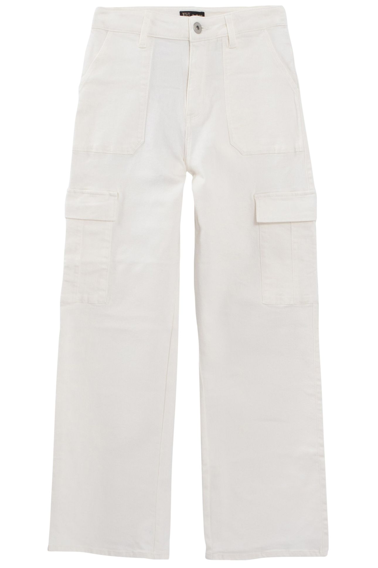 GIRLS' OFF-WHITE DENIM CARGO TROUSERS 2