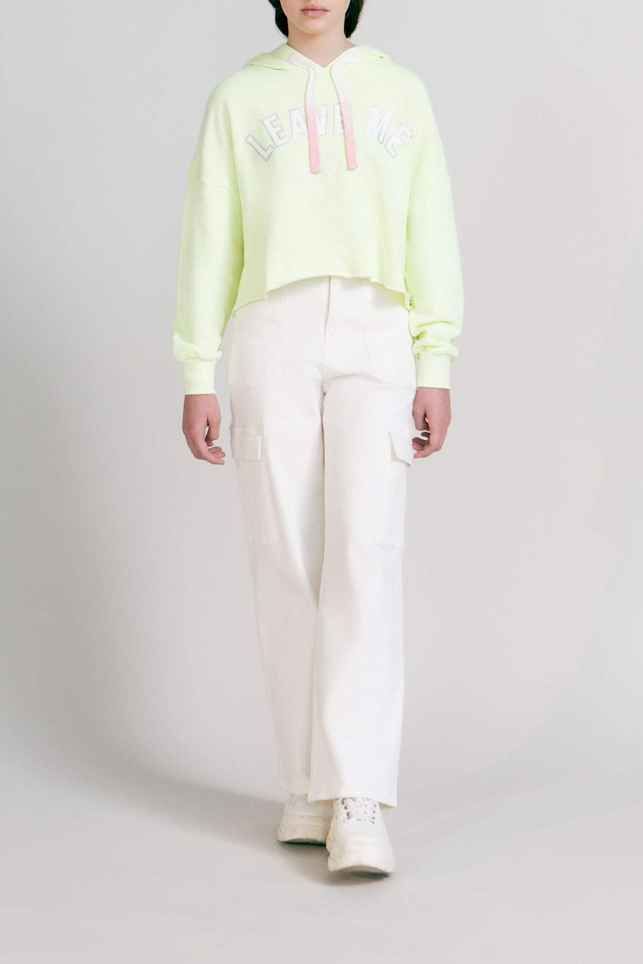 GIRLS' OFF-WHITE DENIM CARGO TROUSERS 1