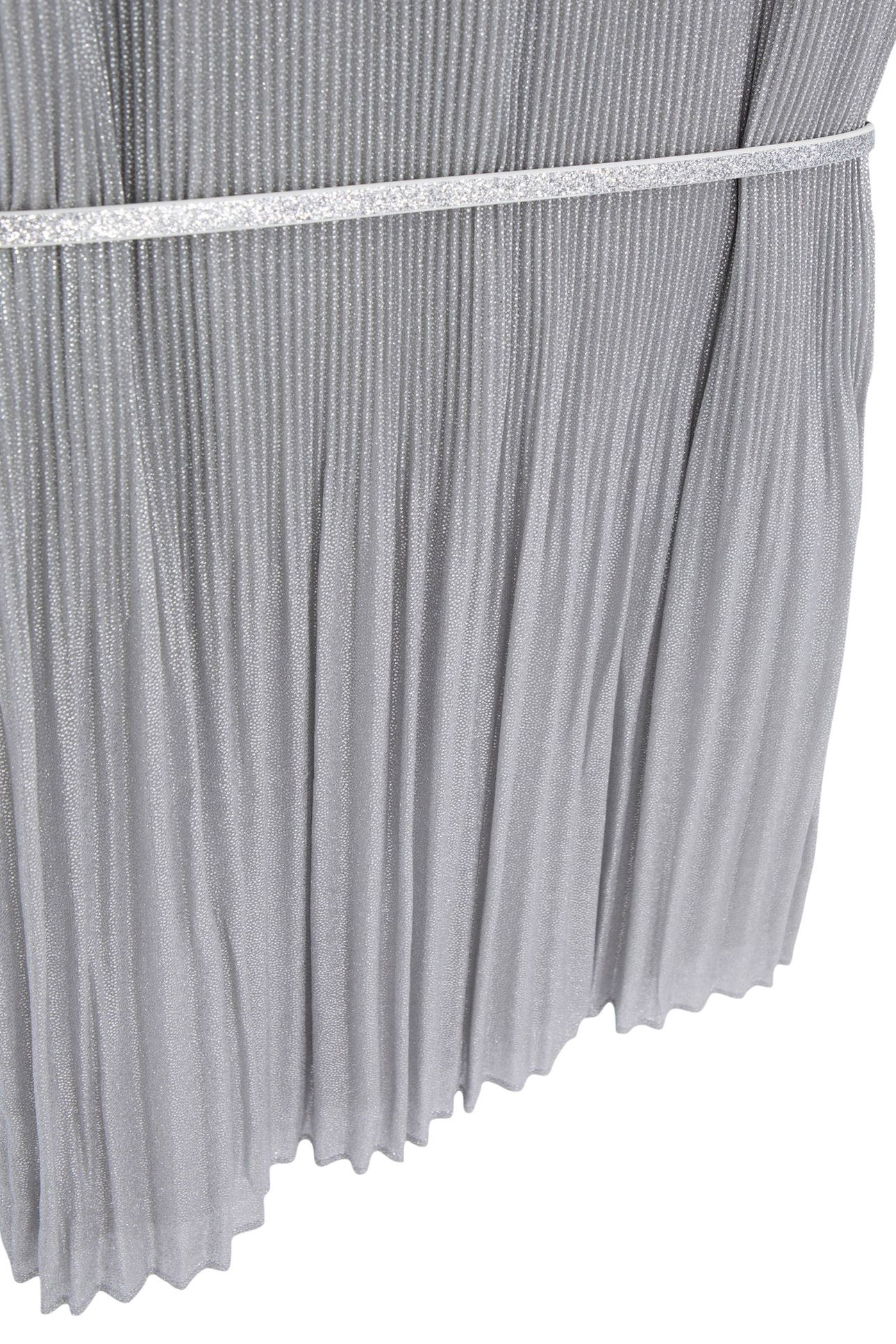 SILVERY PLEATED DRESS WITH EMBROIDERED SHOULDERS 5