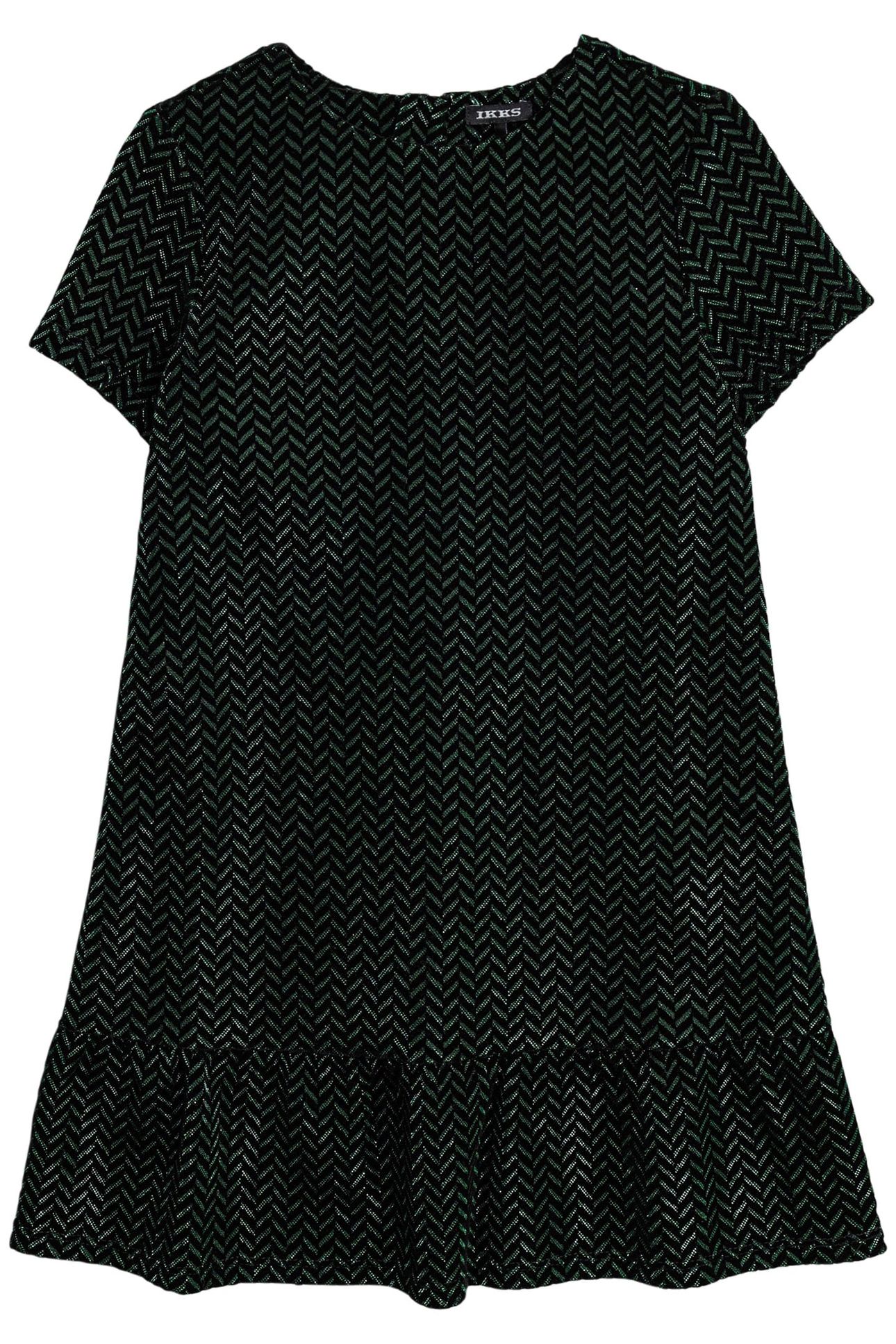 GIRL'S BLACK VELVET HERRINGBONE PATTERN LUREX DRESS 1